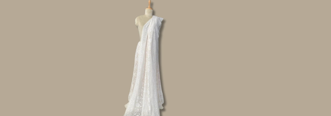 white chikankari lehenga