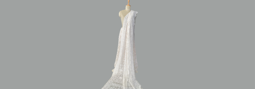 white chikankari lehenga