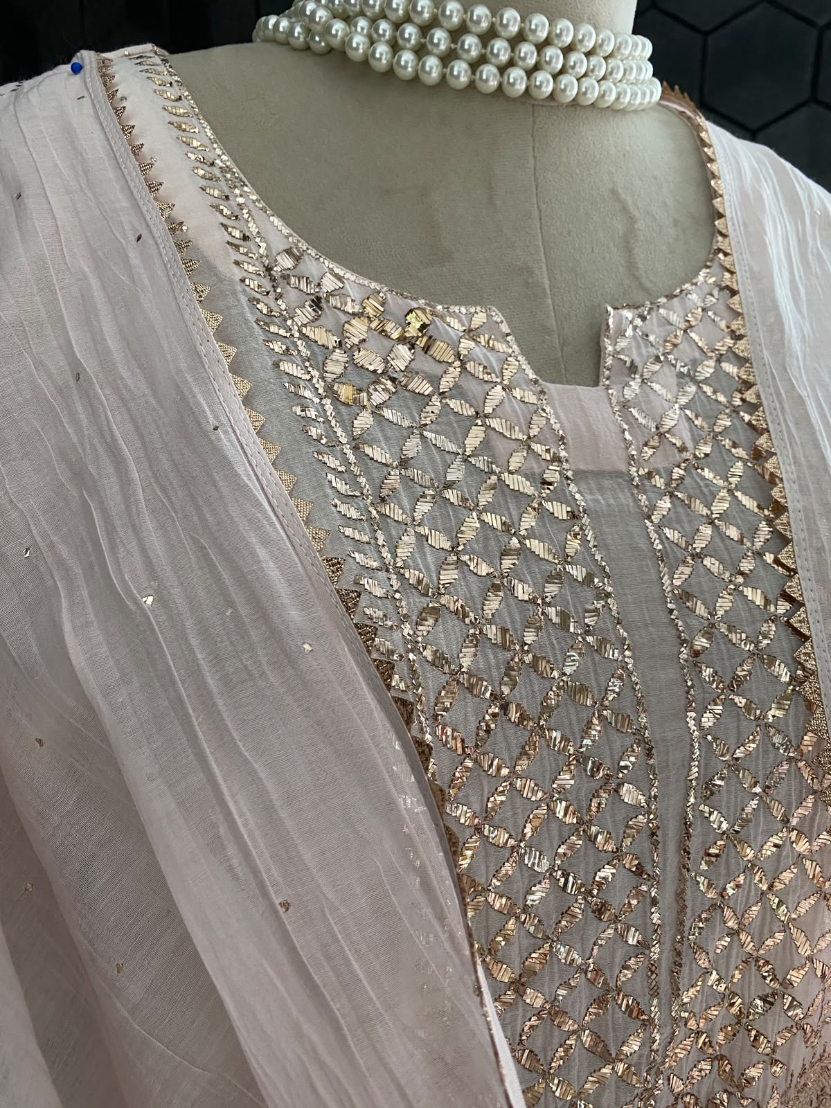 Powder Pink Mul Chanderi Chikankari Kurta Set