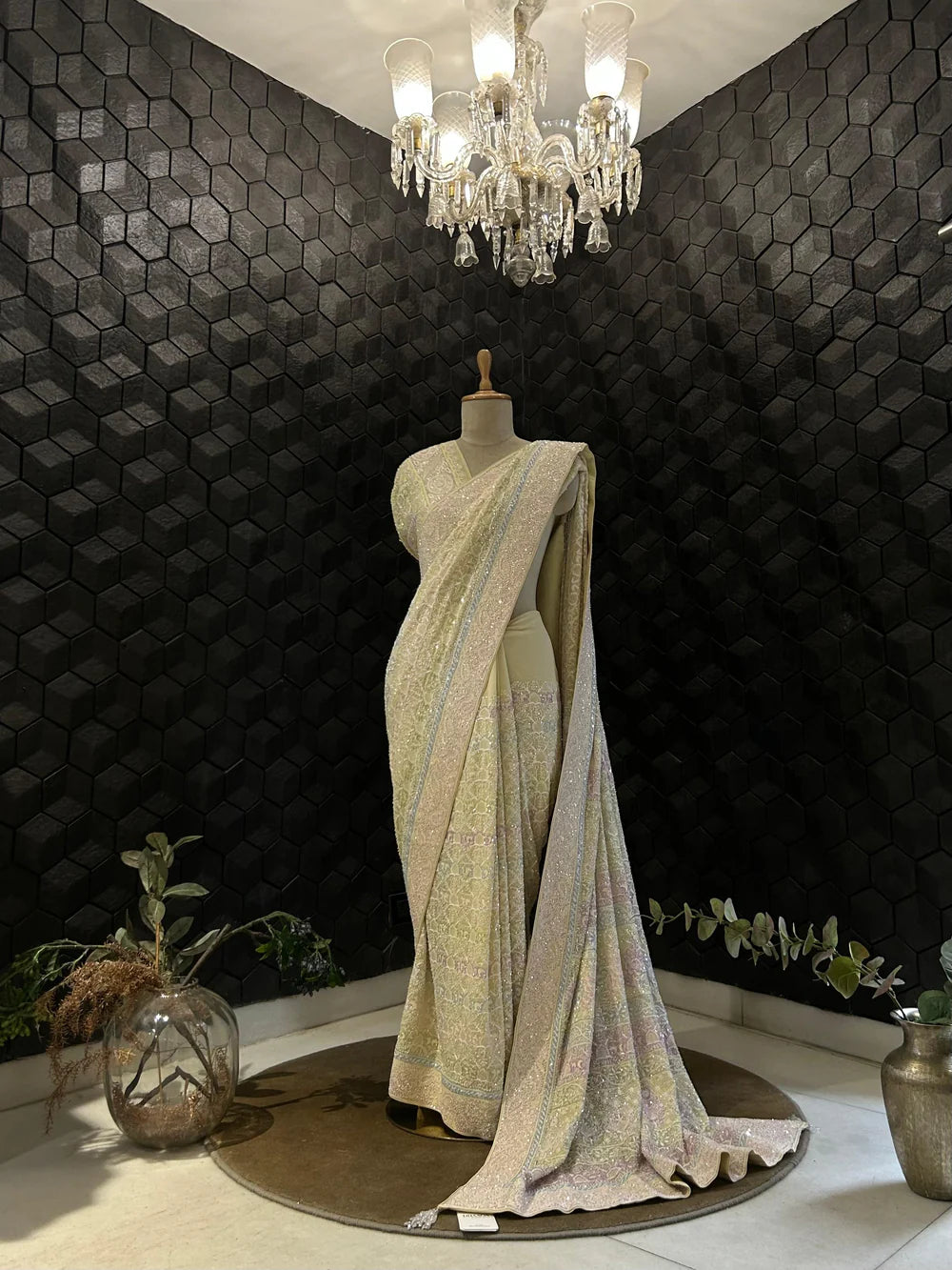 Maya Saree - Yellow Georgette Do - Taar Chikankari Saree