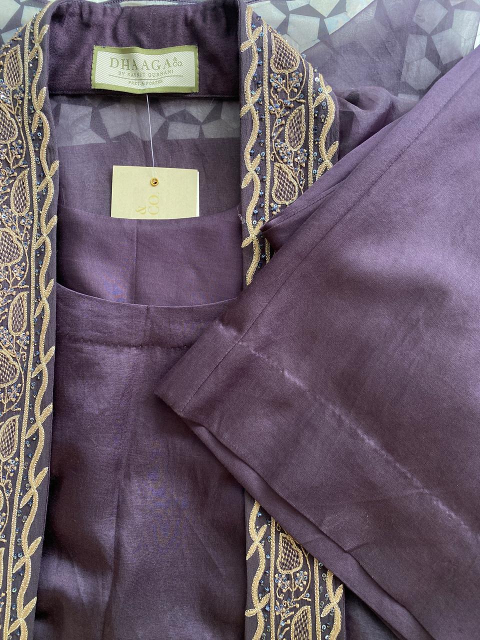 Aubergine Organza Border Co-ord Set