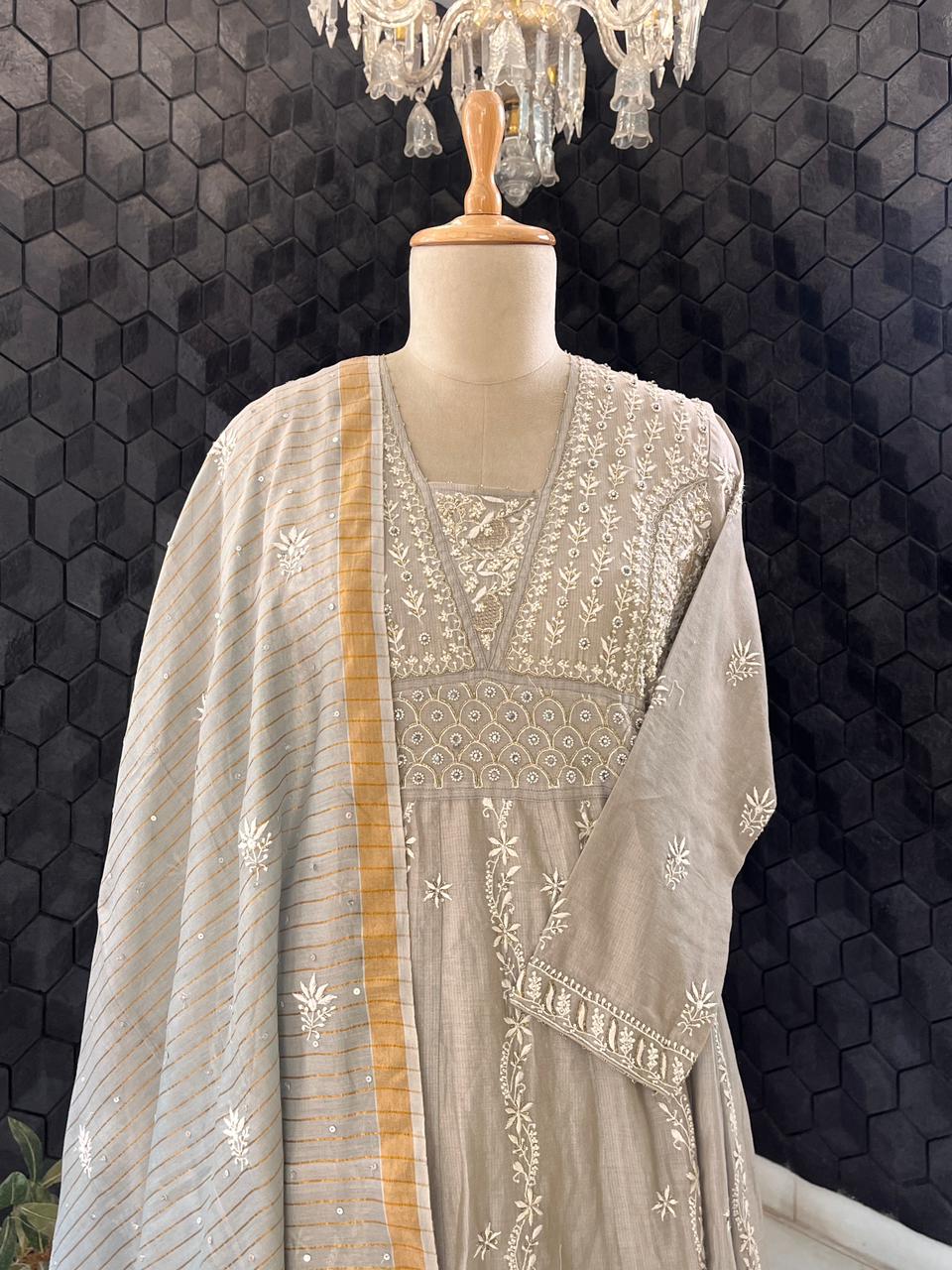 Grey A-line Striped Tissue