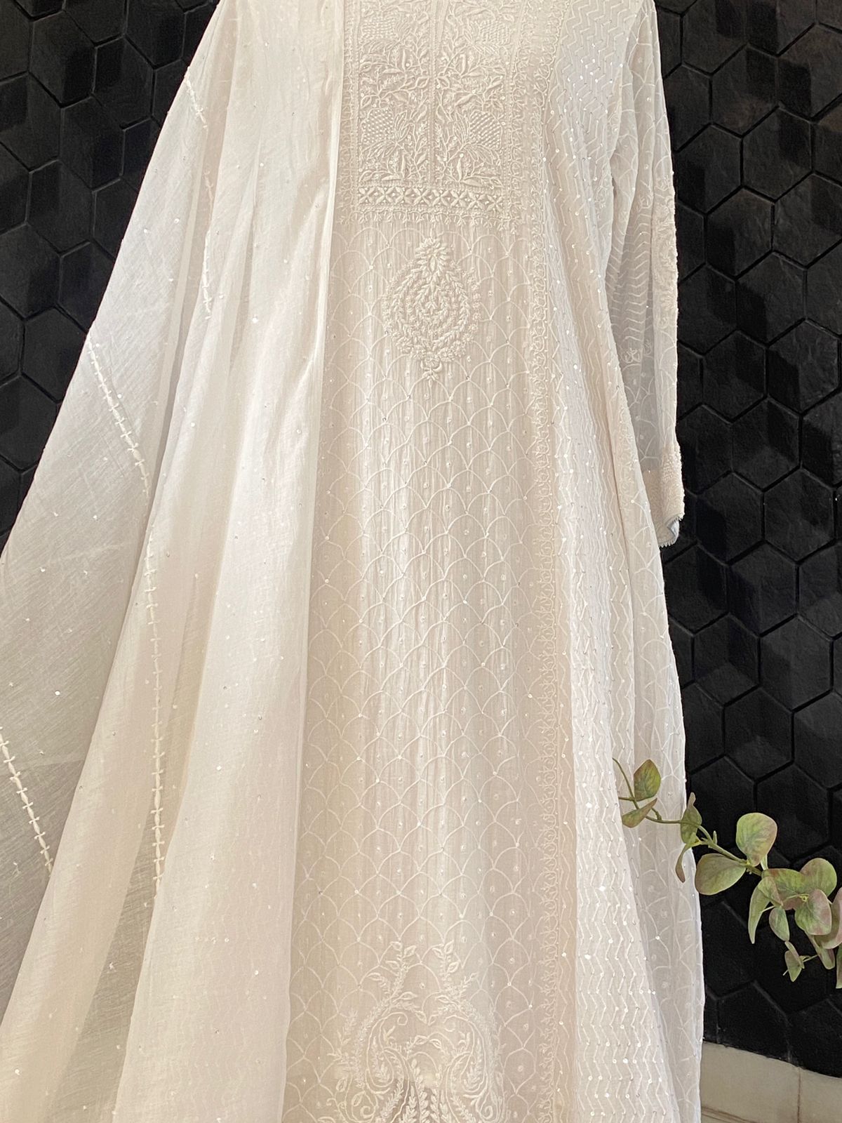 Pure White Mul Chanderi Chikankari Kurta Set