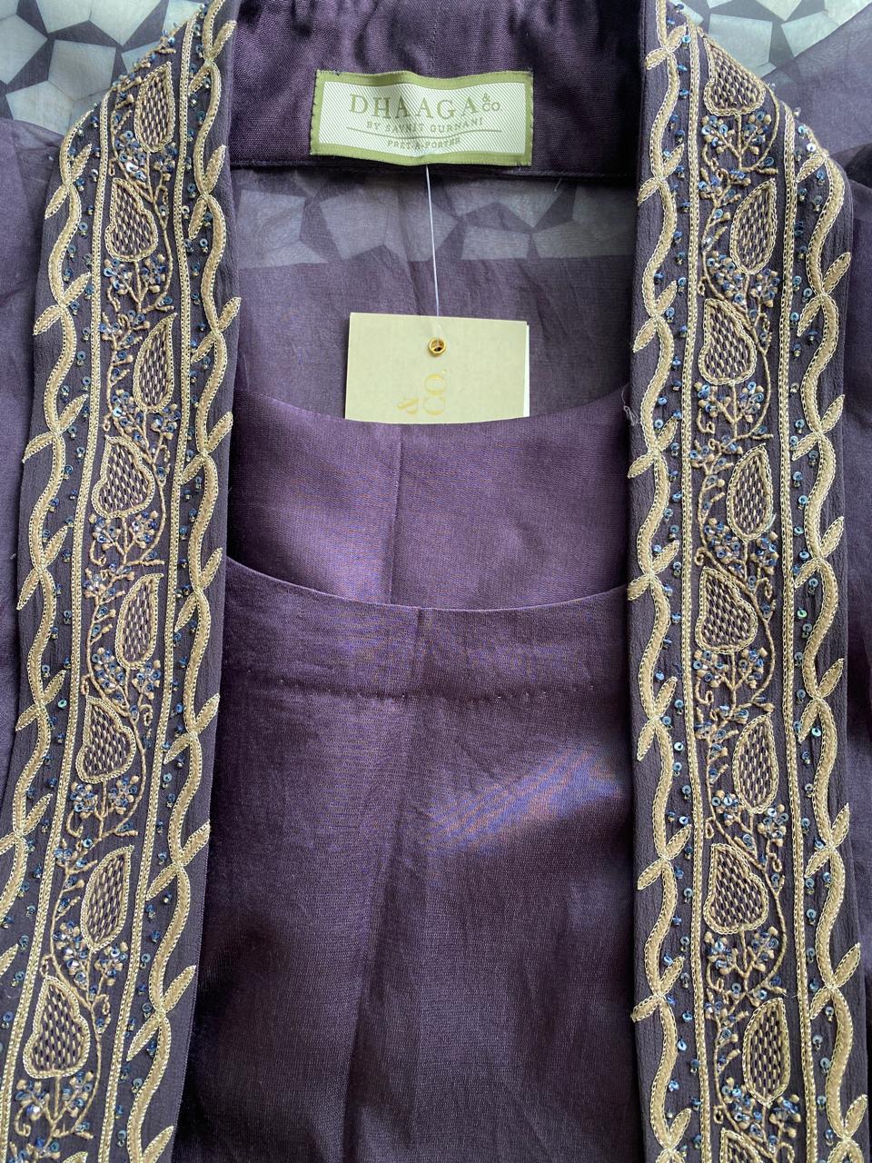 Aubergine Organza Border Co-ord Set