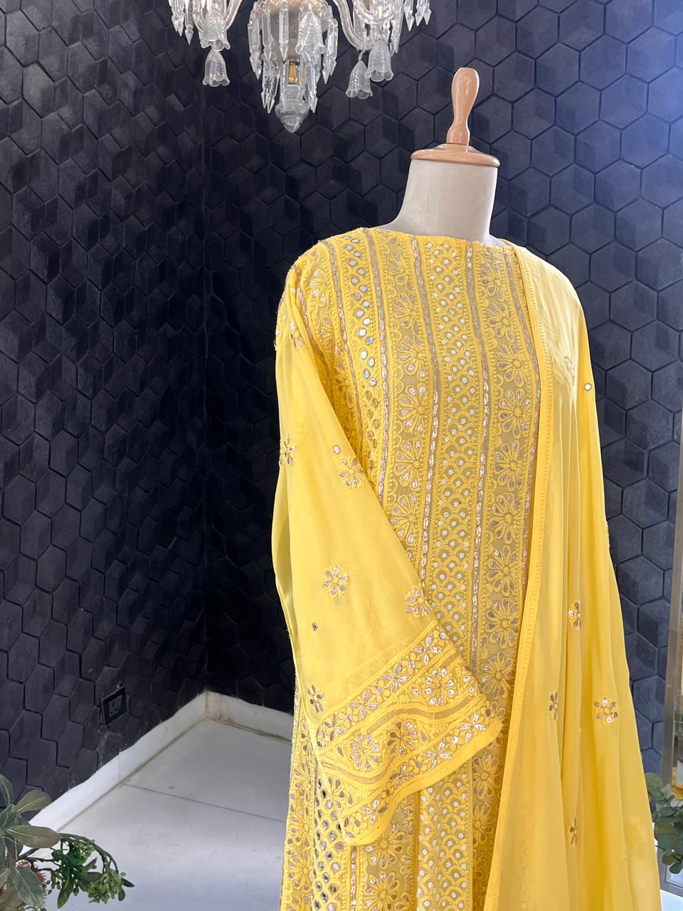 Yellow Viscose Anarkali Suit