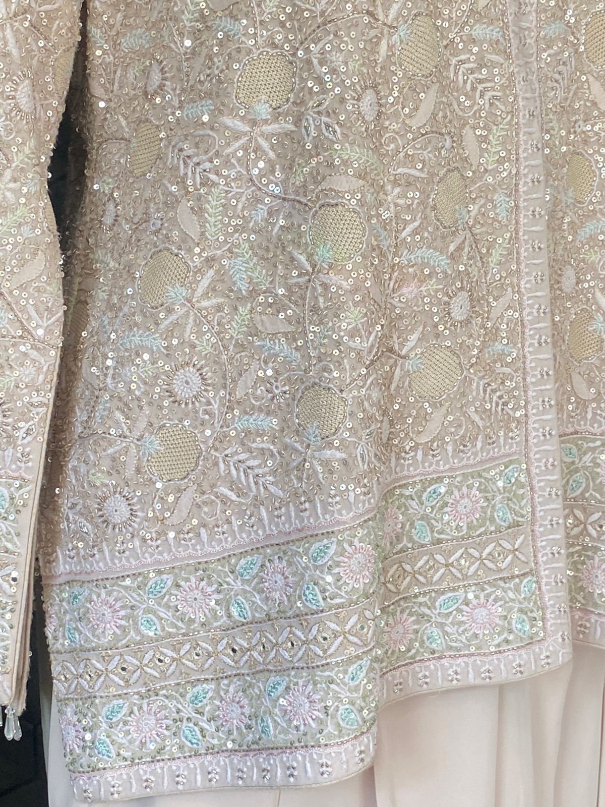 Ivory Georgette Chikankari Gilet Set