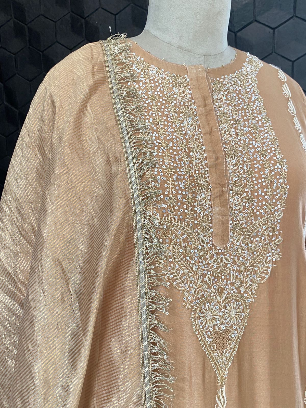 Brown Chanderi Suit Set