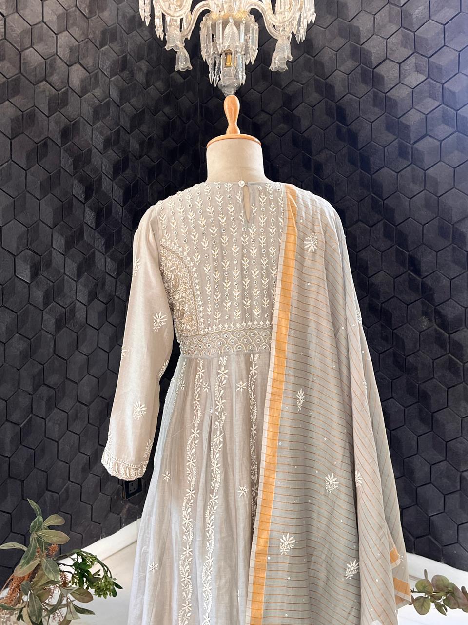 Grey A-line Striped Tissue