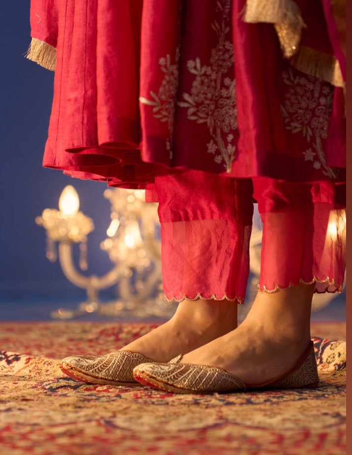 Hot Pink Chanderi Anarkali Set