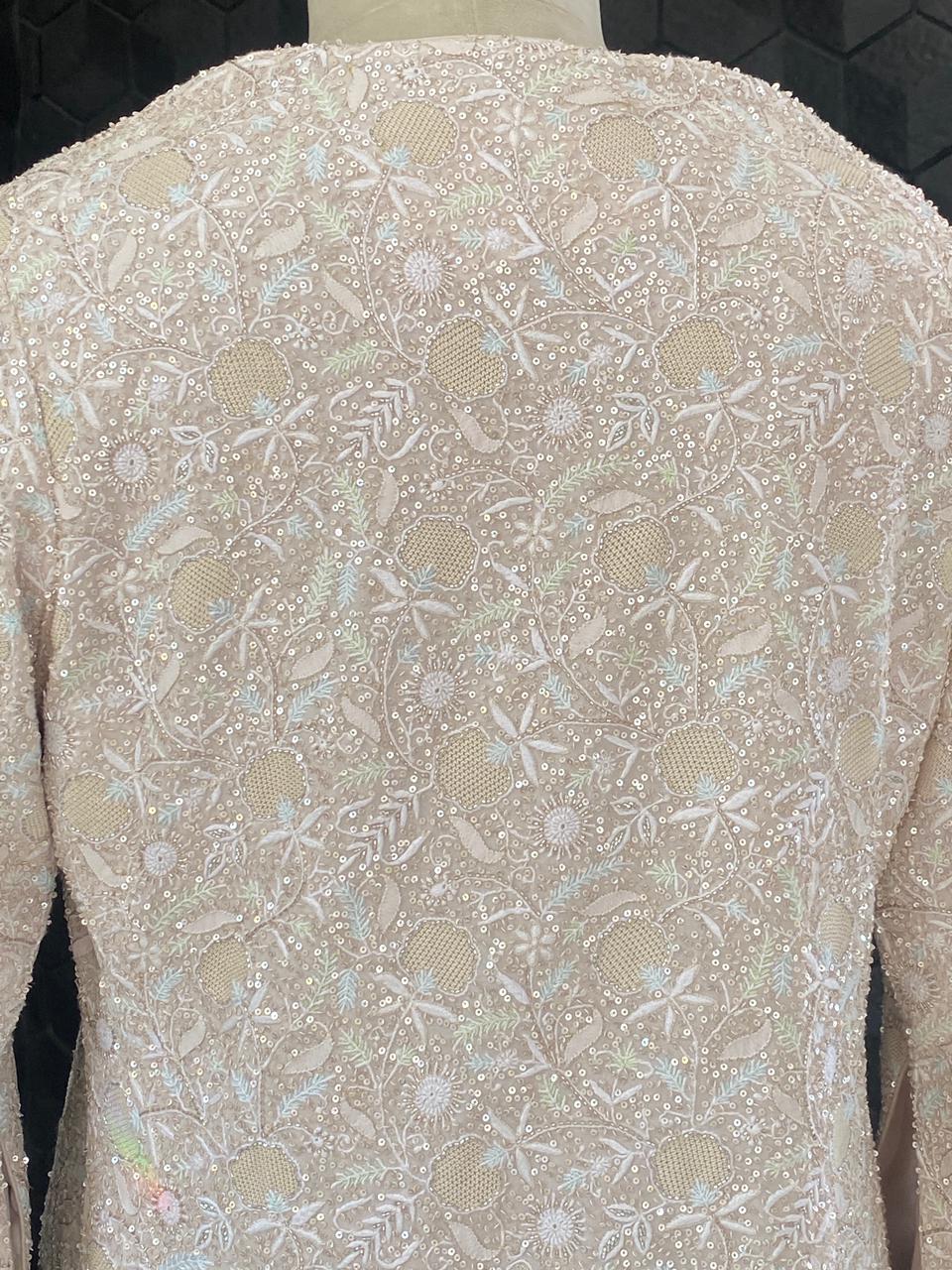 Ivory Georgette Chikankari Gilet Set