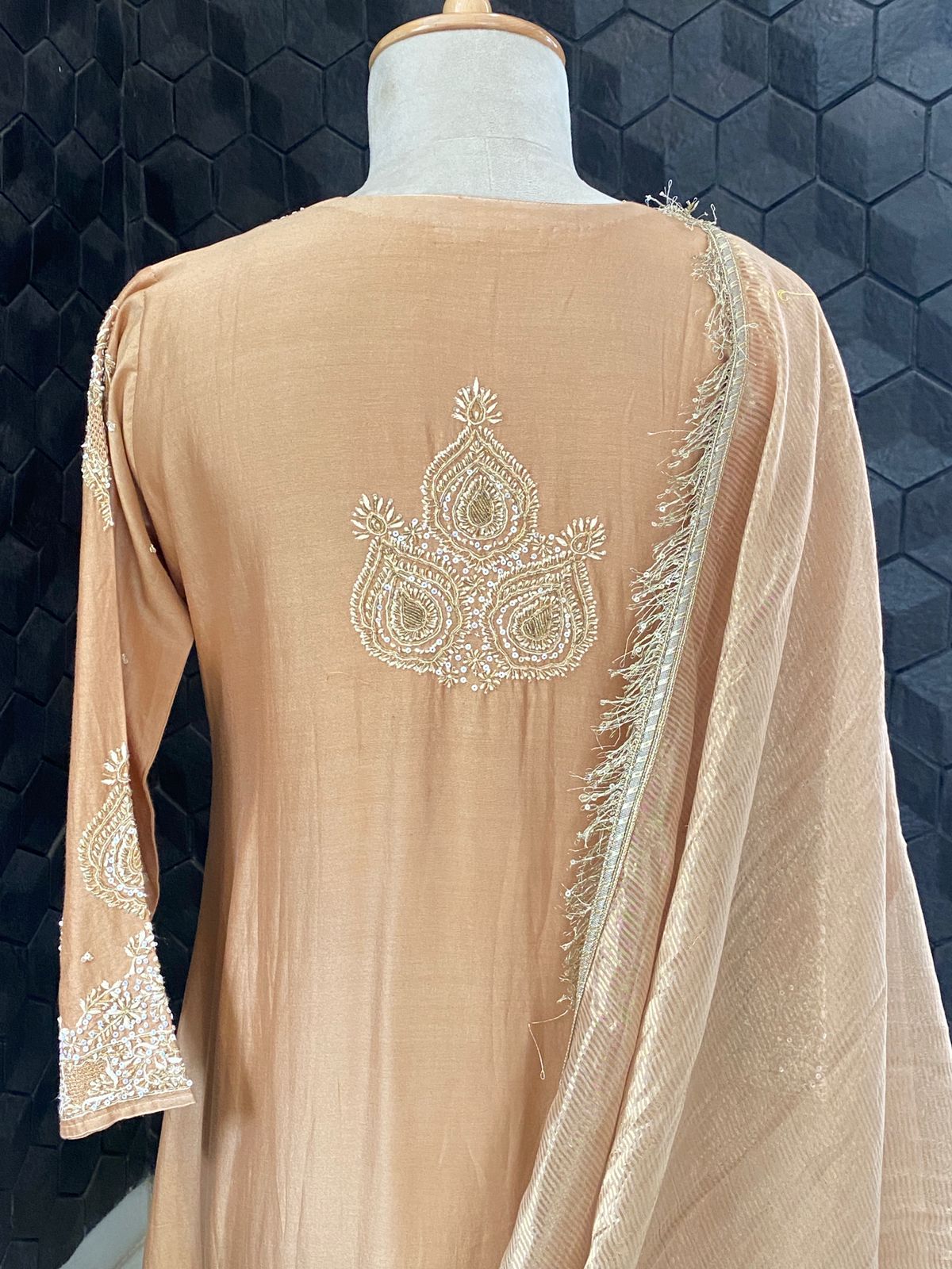 Brown Chanderi Suit Set