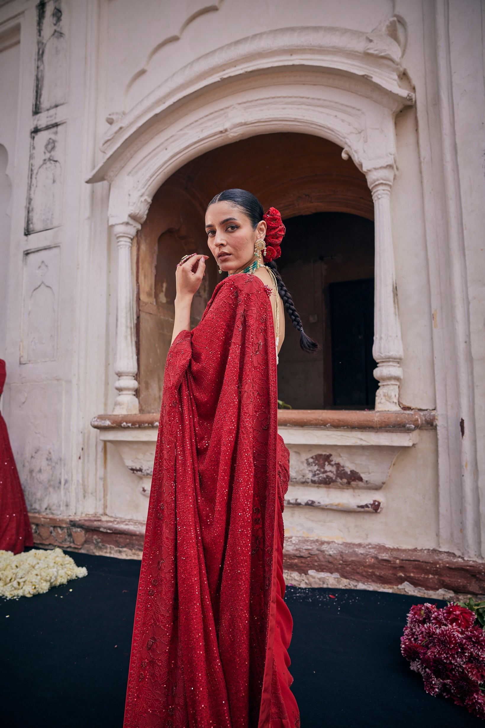 Mahira Saree - Red Georgette Do-Taar Chikankari Saree
