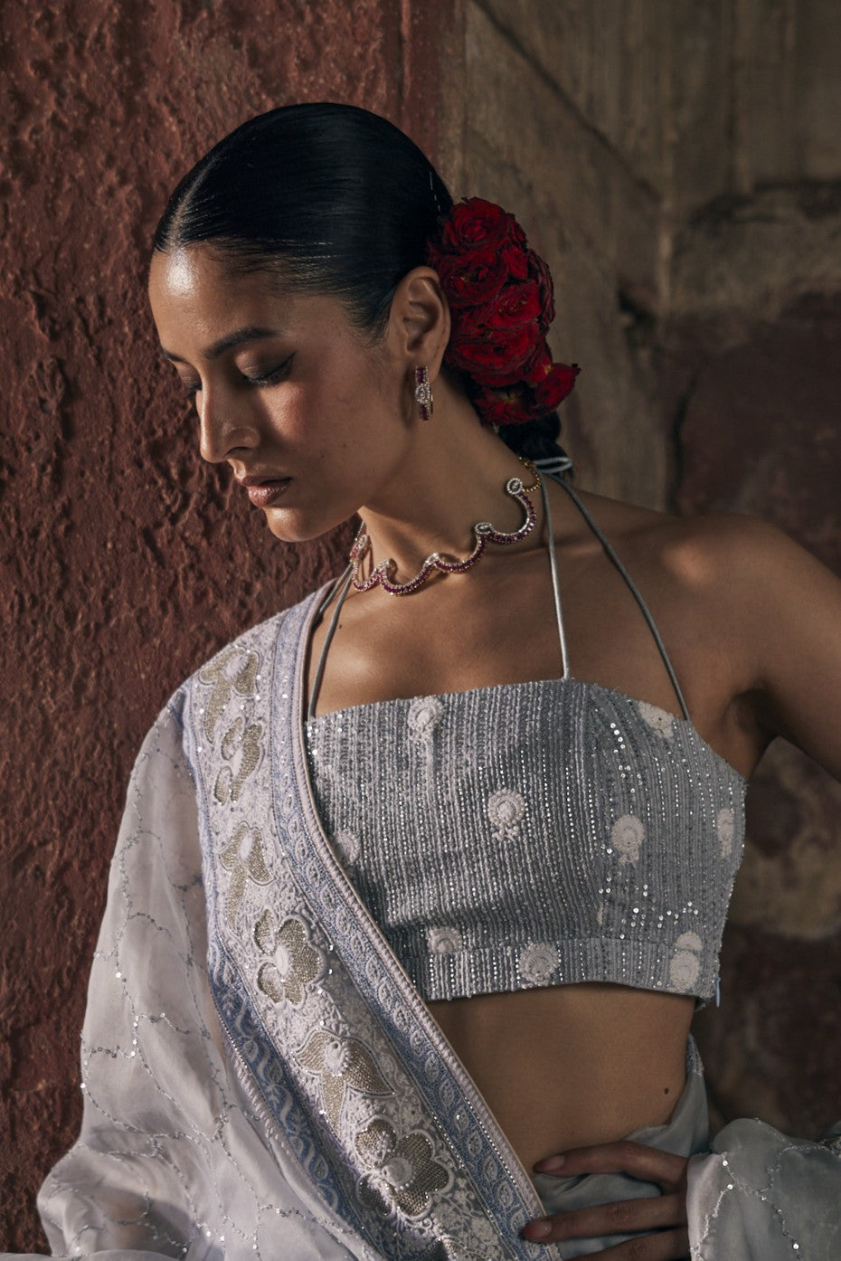 Dariya Saree - Blue Organza Chikankari Saree