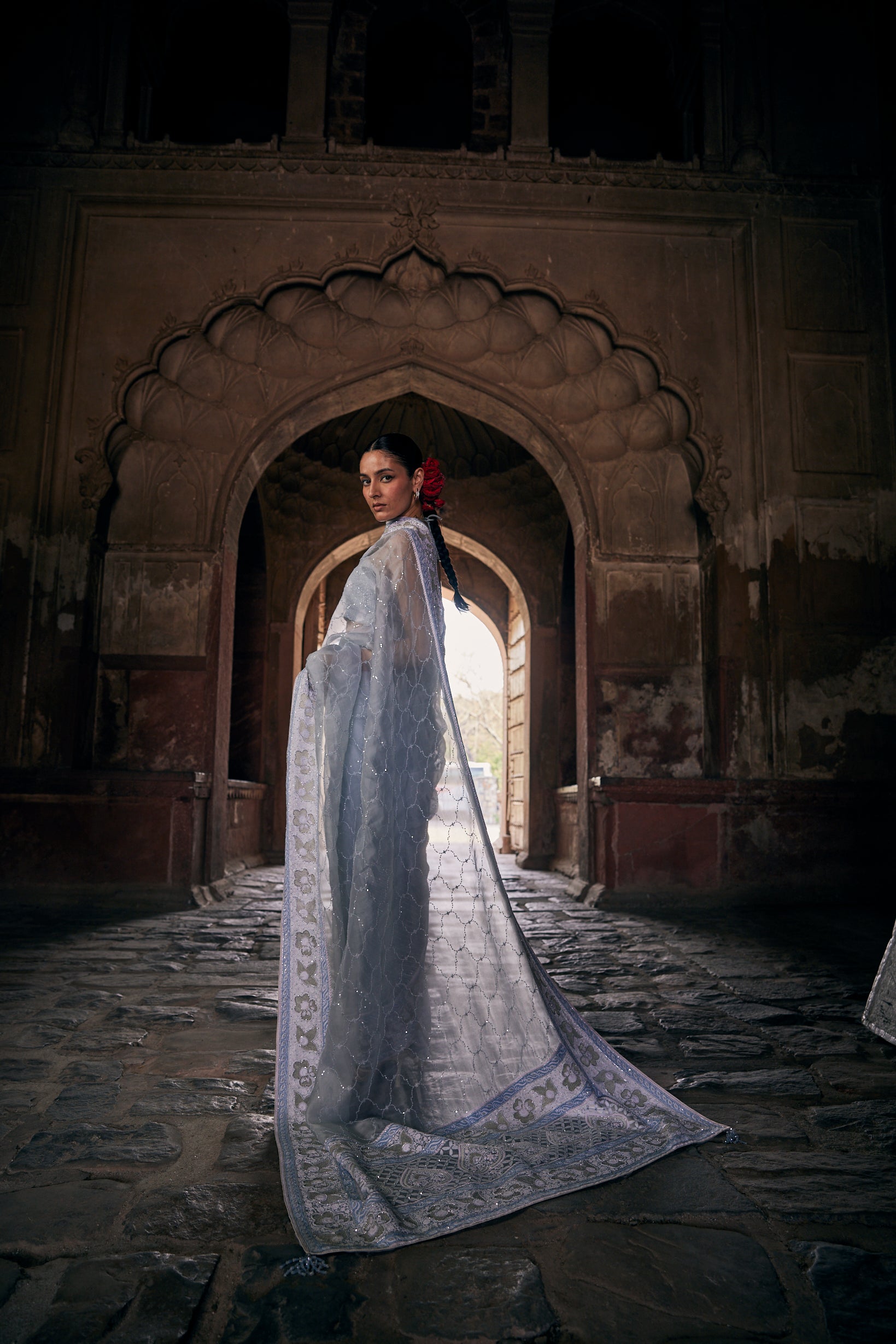 Dariya Saree - Blue Organza Chikankari Saree