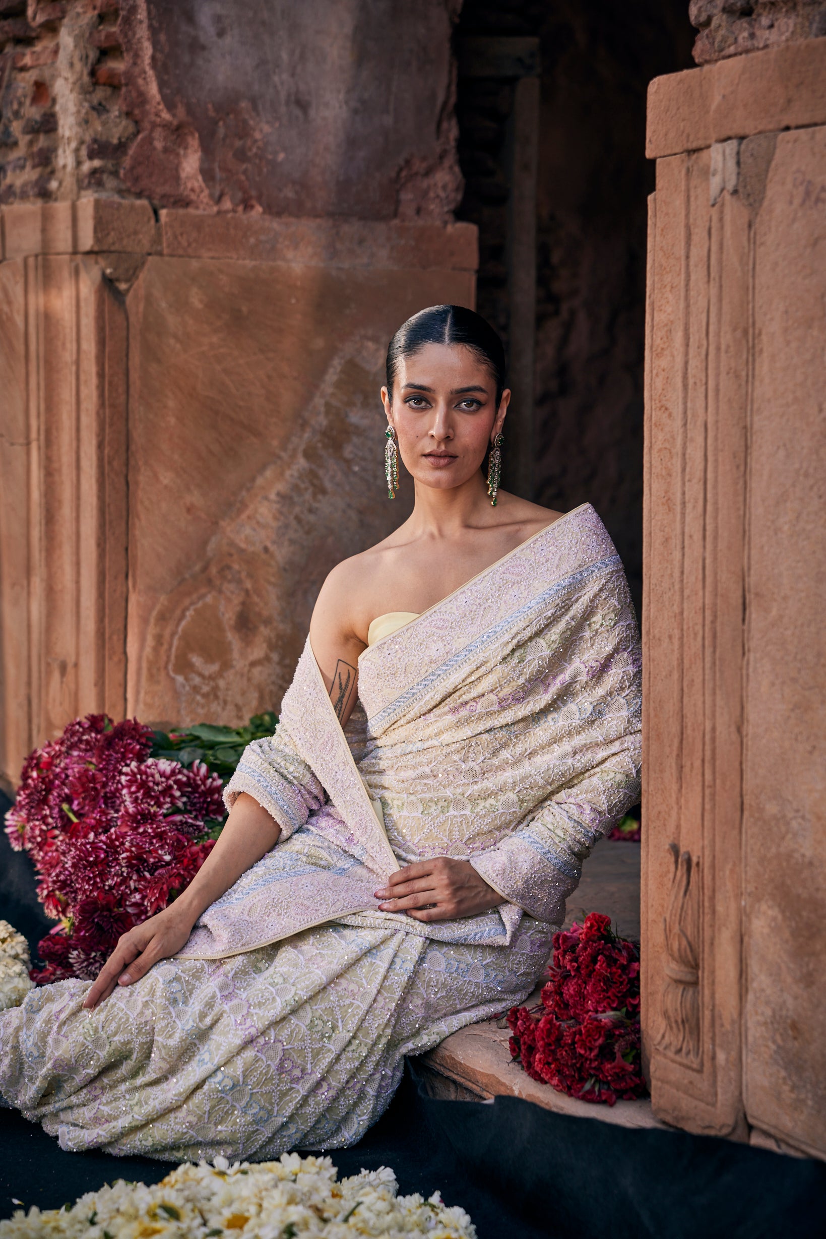 Maya Saree - Yellow Georgette Do - Taar Chikankari Saree