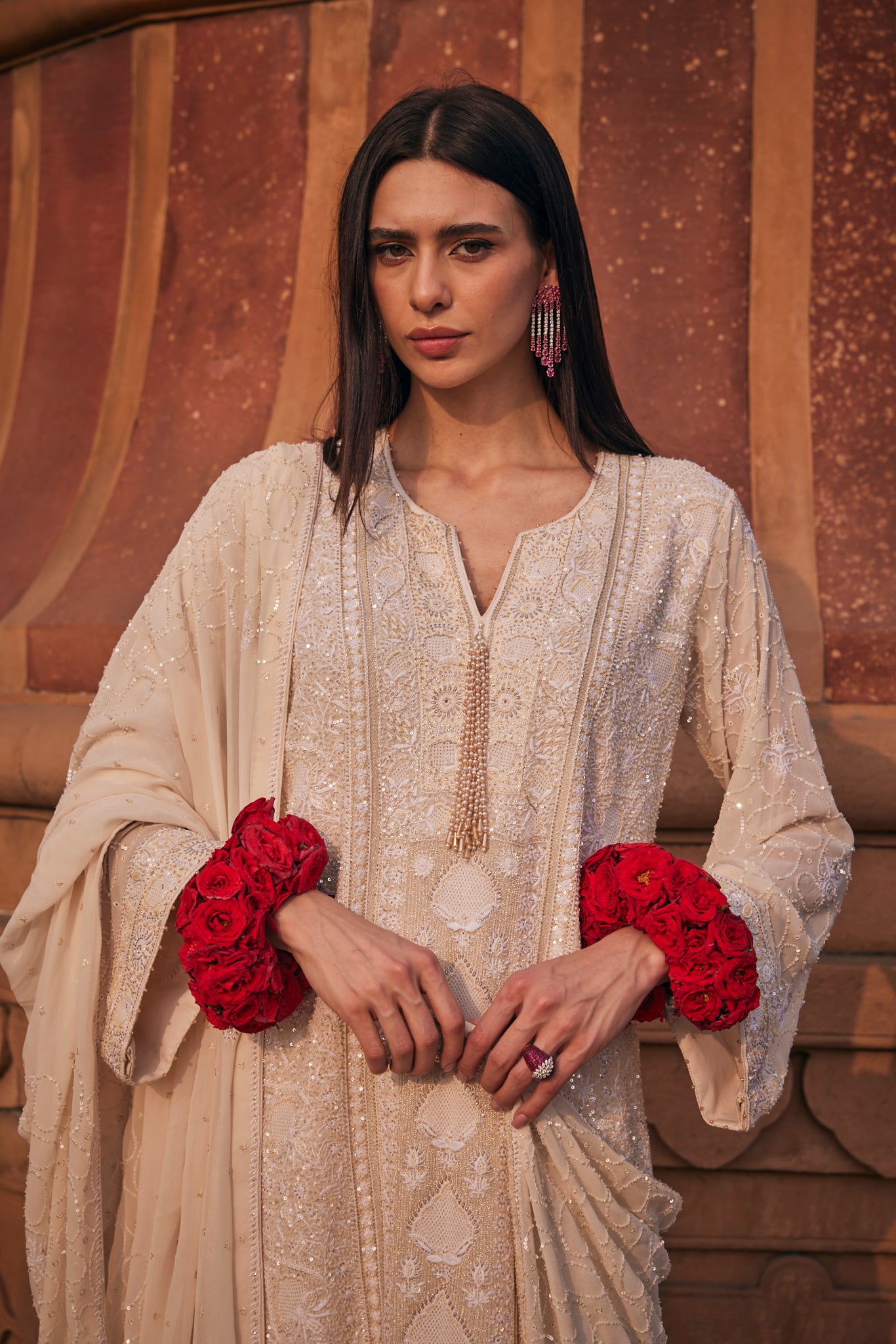 Inara Kurta Set - Front Panel Jaali Chikankari Kurta Set