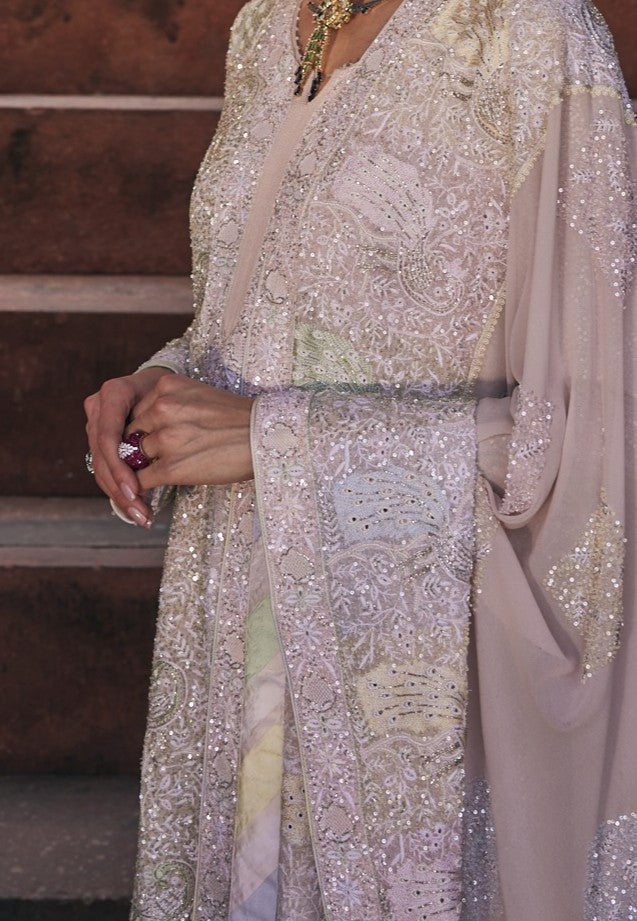 Mayura Sharara Set - Pink Georgette Peacock Sharara Set
