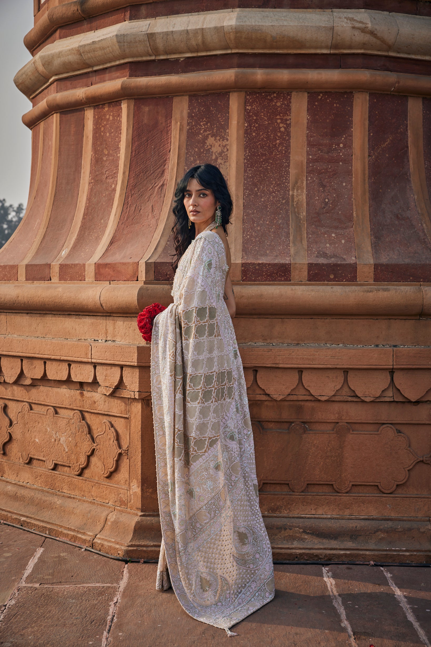 Ruhani Saree - Ivory Georgette Do-Taar Chikankari Saree