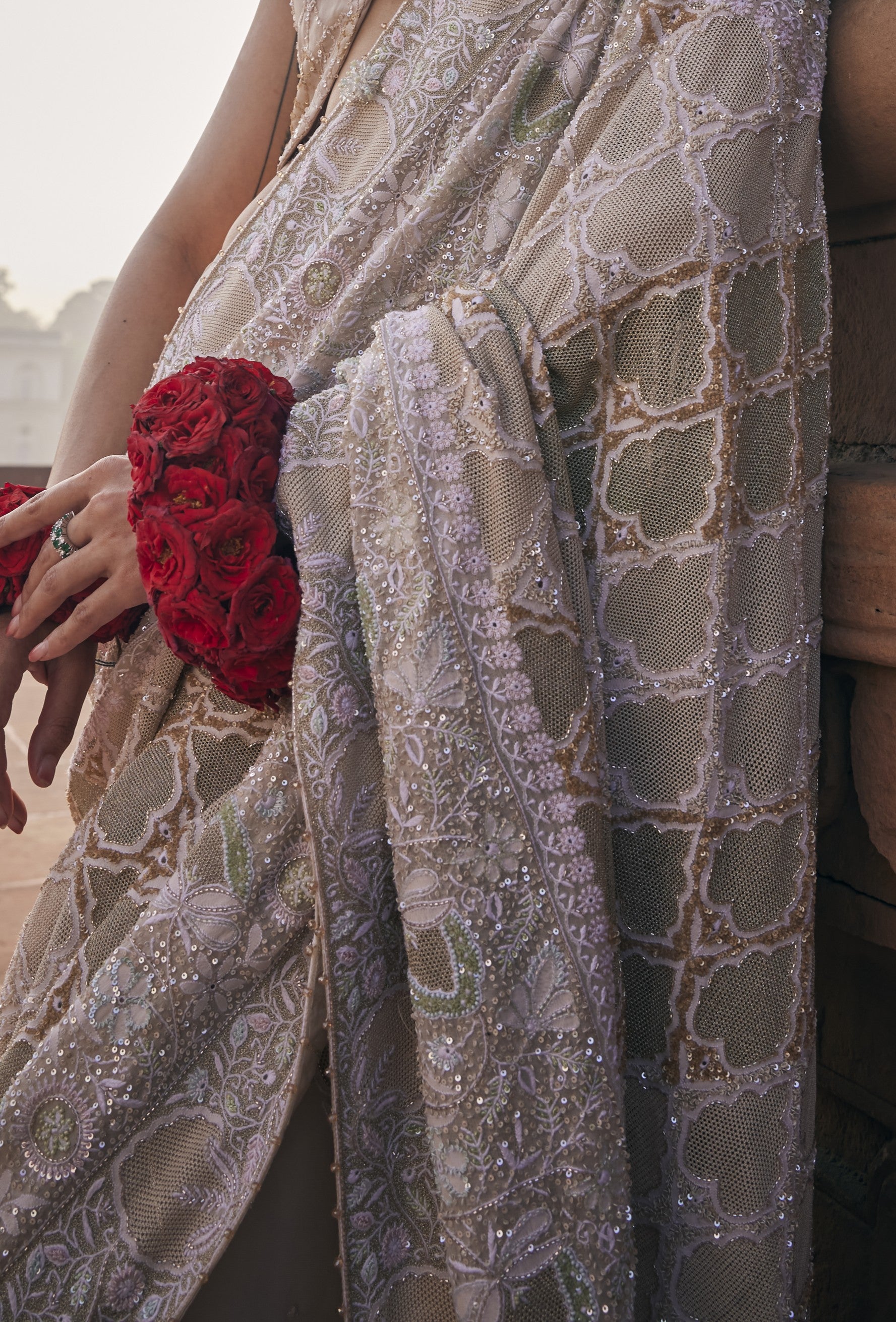 Ruhani Saree - Ivory Georgette Do-Taar Chikankari Saree