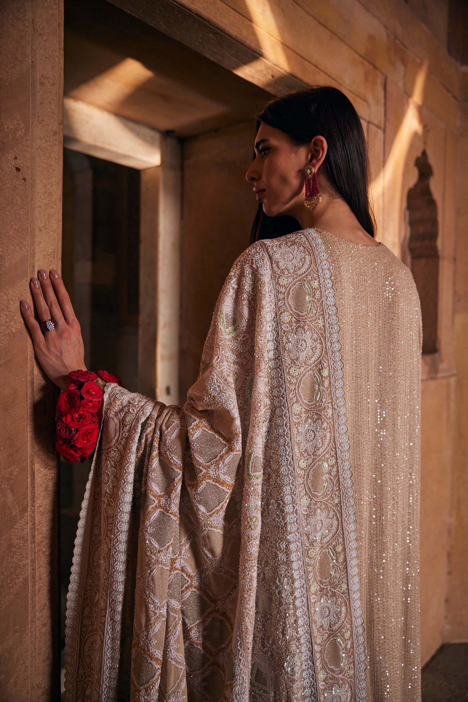 Kanz Kurta Set - Ivory Gold Chikankari Kurta Set
