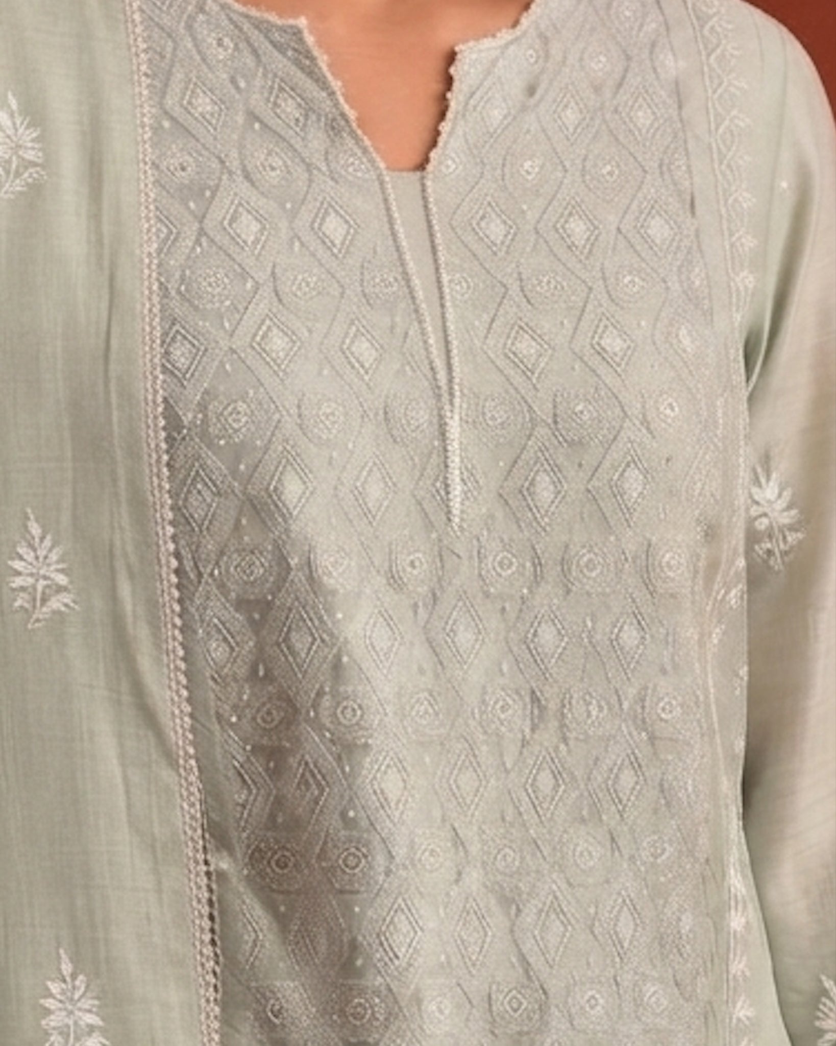 Sage Green Moonga Silk Kurta Set