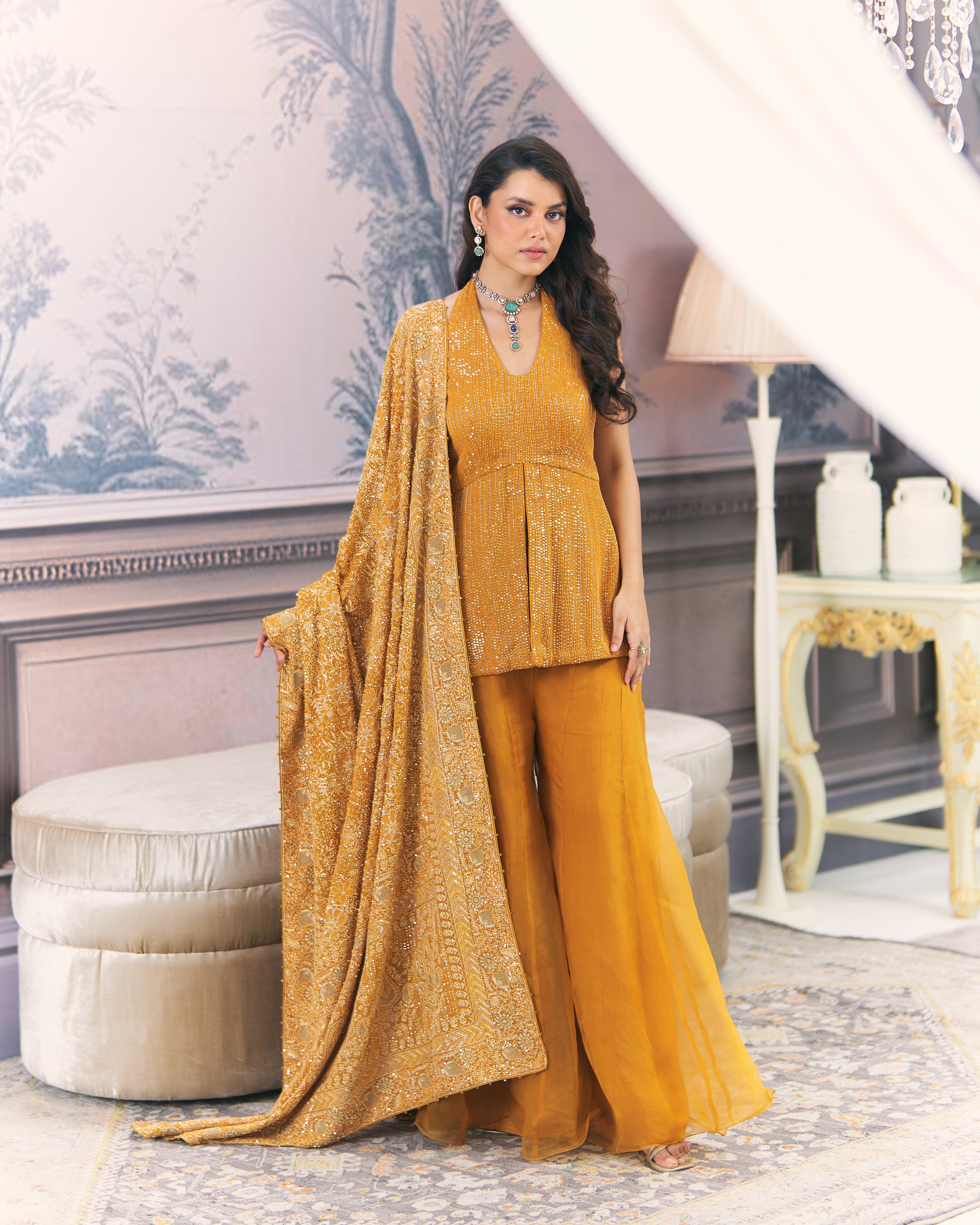 Amber Dusk statement heavy Dupatta Set