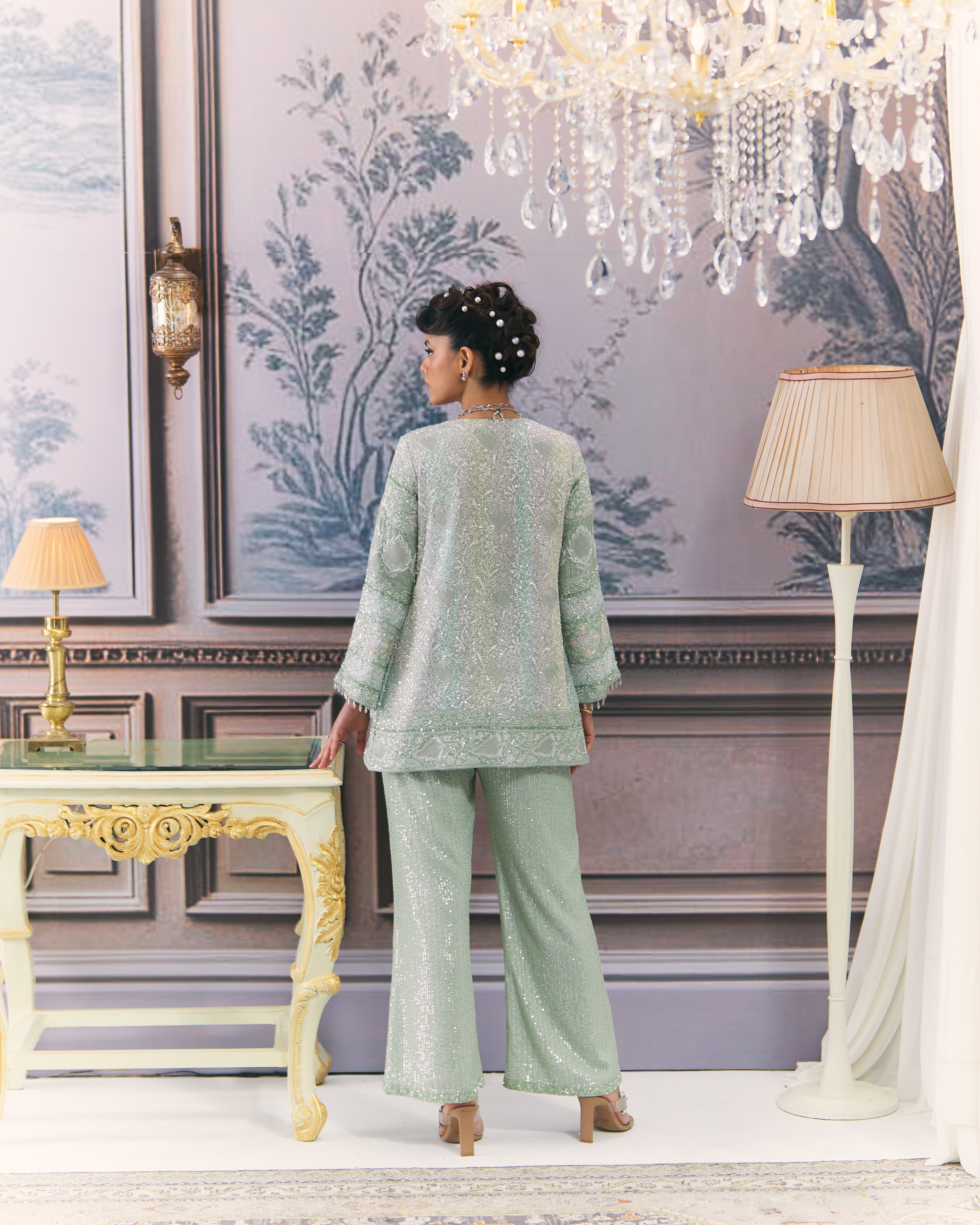 Multicolour Chikankari Gilet Co-Ord Set