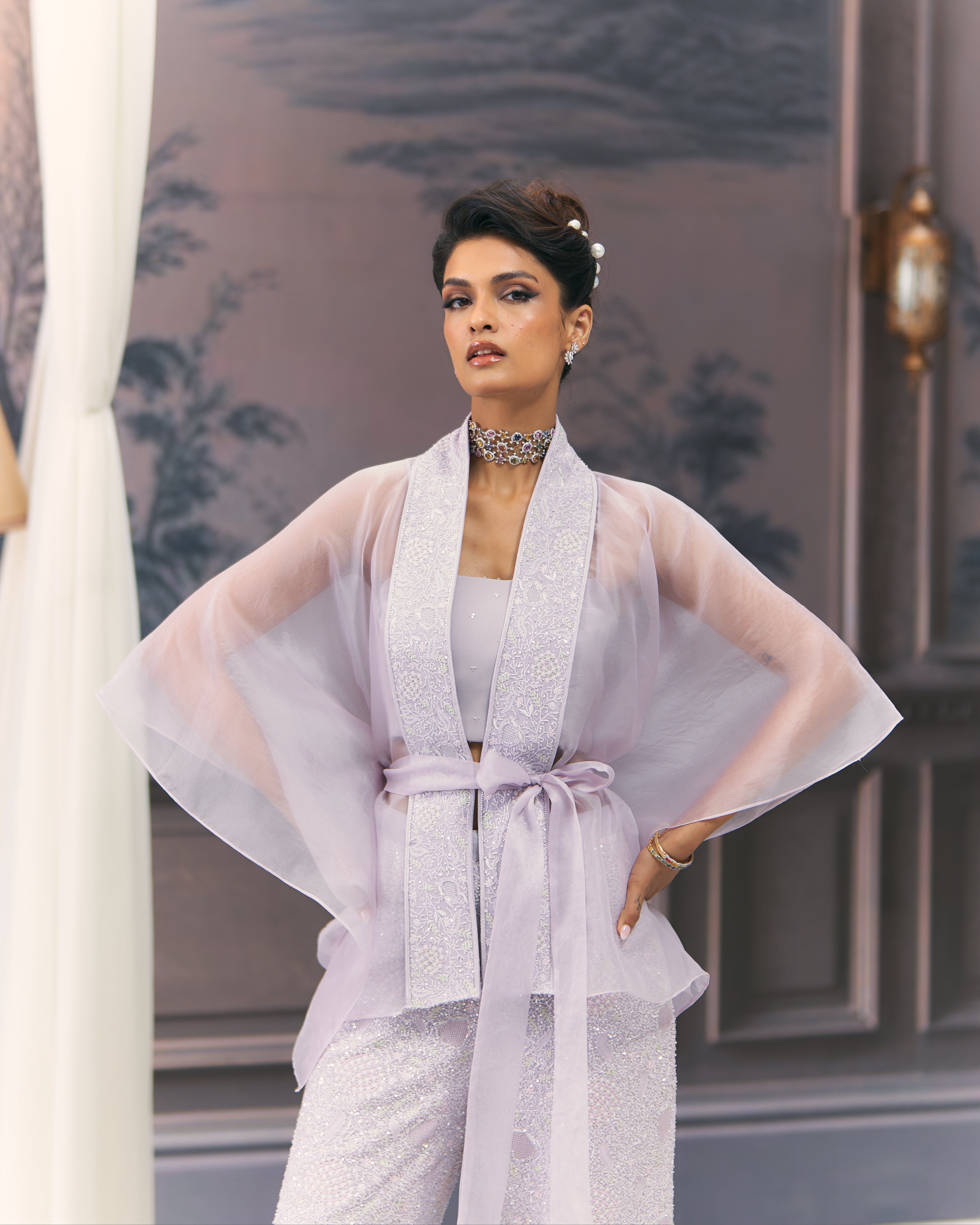 Chikankari Statement Pant and Sheer Shirt Co-ord sets