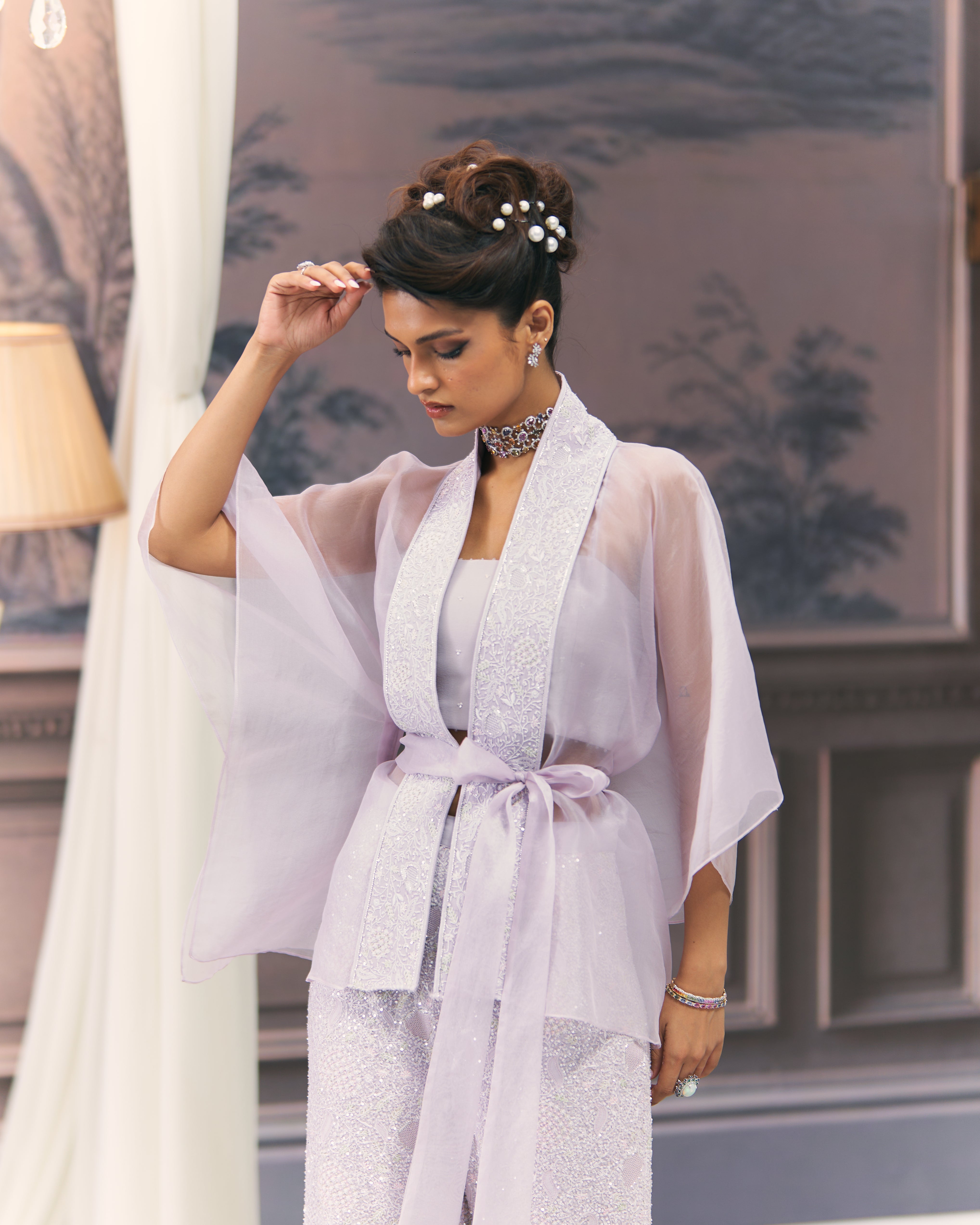 Chikankari Statement Pant and Sheer Shirt Co-ord sets