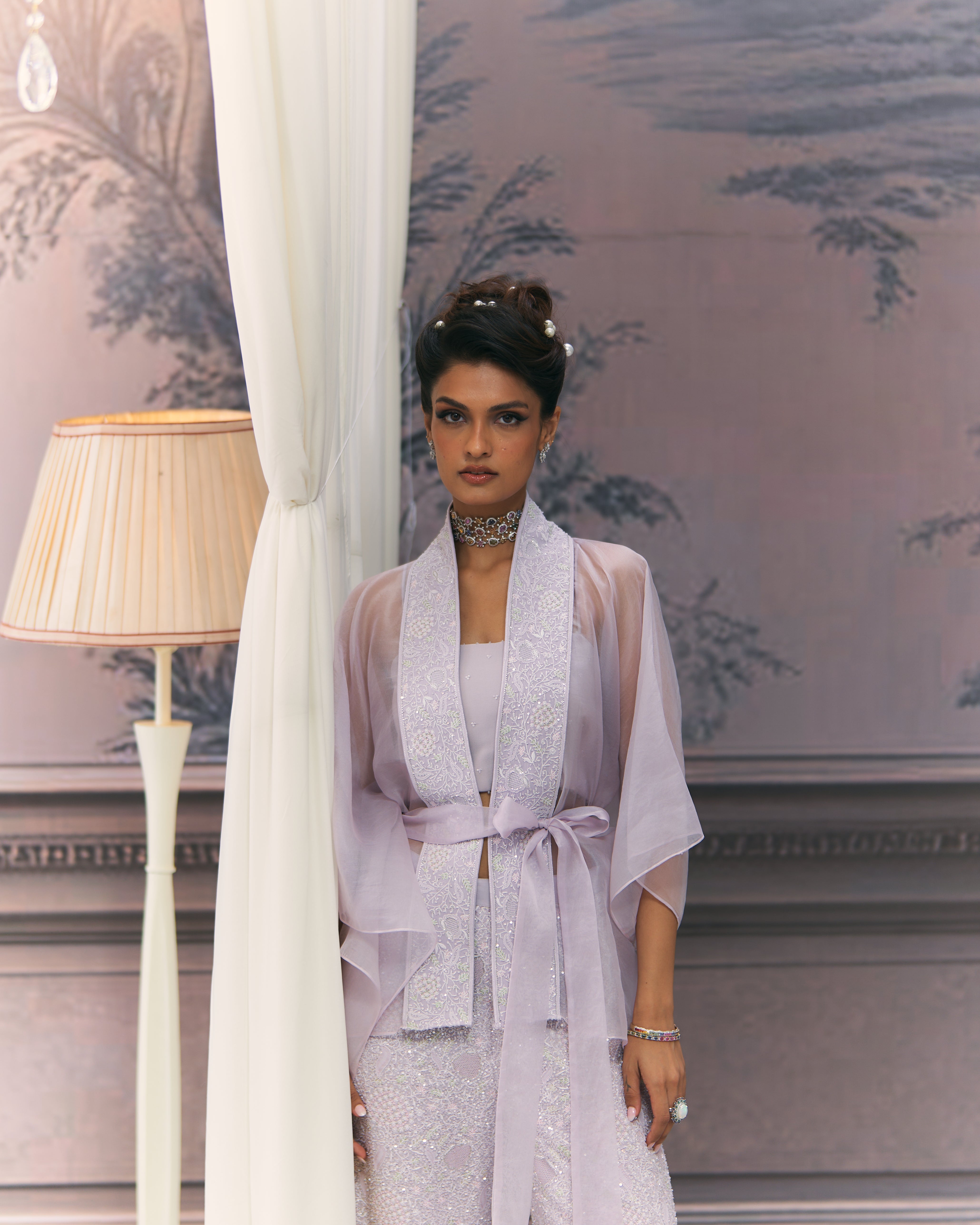 Chikankari Statement Pant and Sheer Shirt Co-ord sets