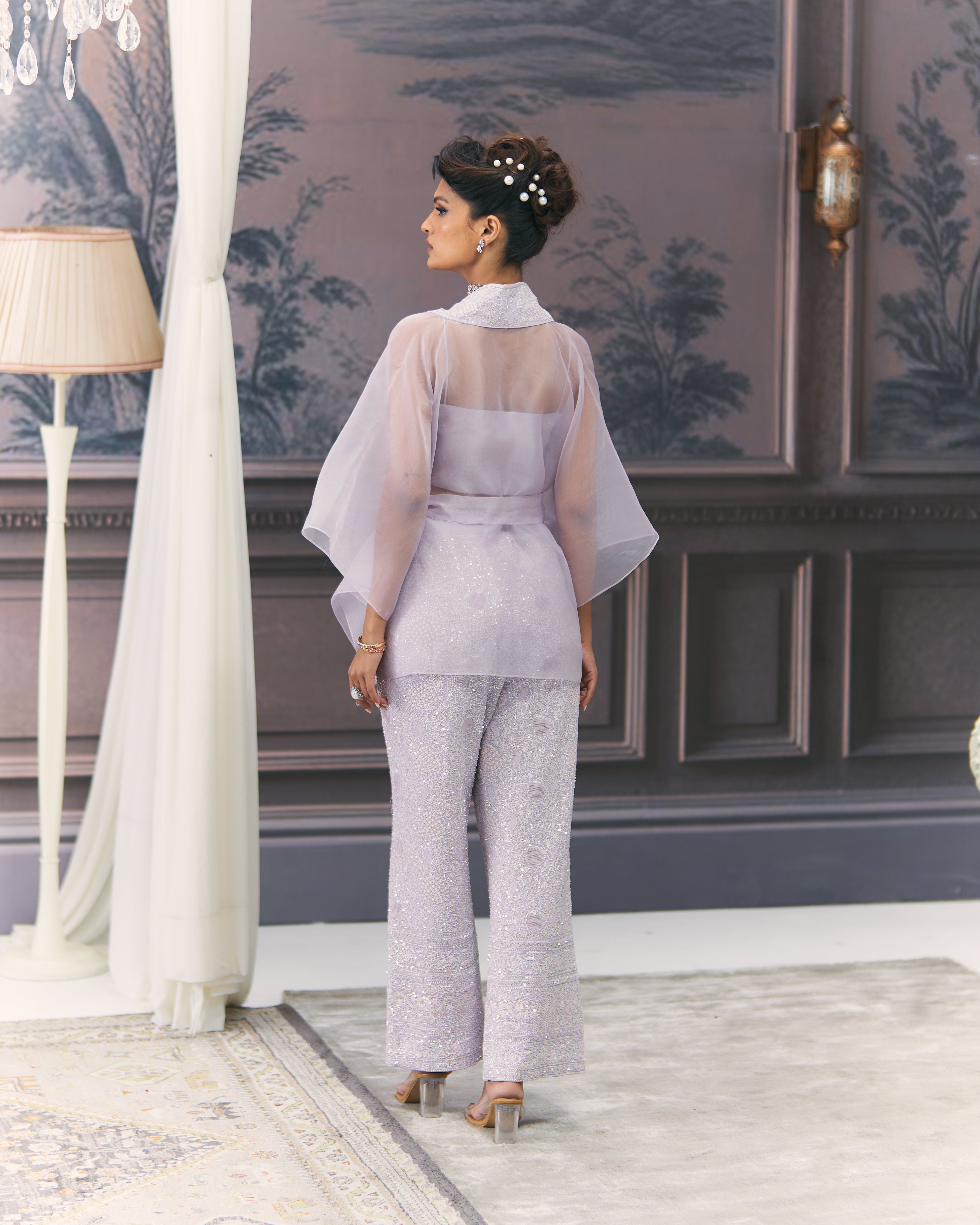 Chikankari Statement Pant and Sheer Shirt Co-ord sets