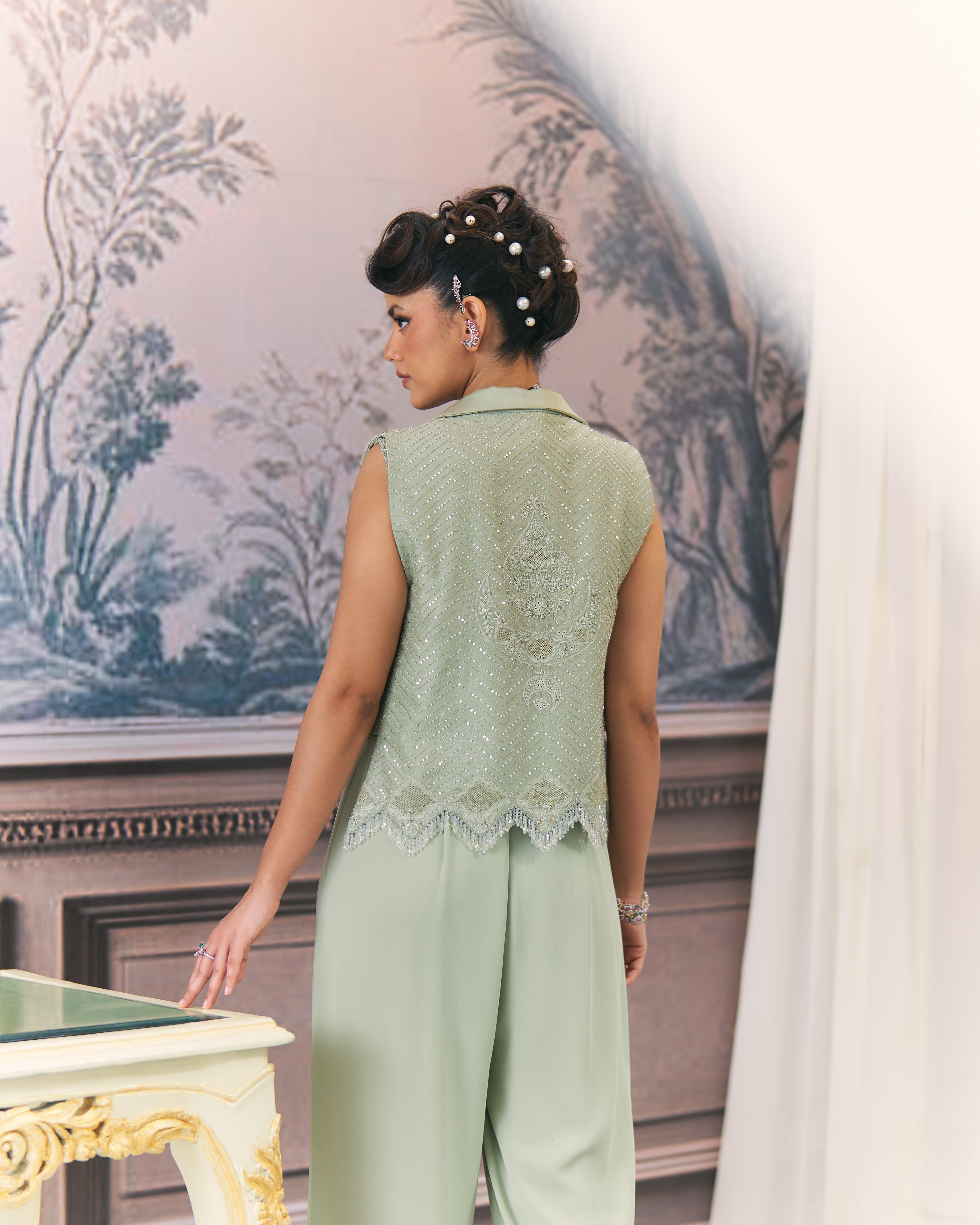 Chikankari Jumpsuit and Jacket Set