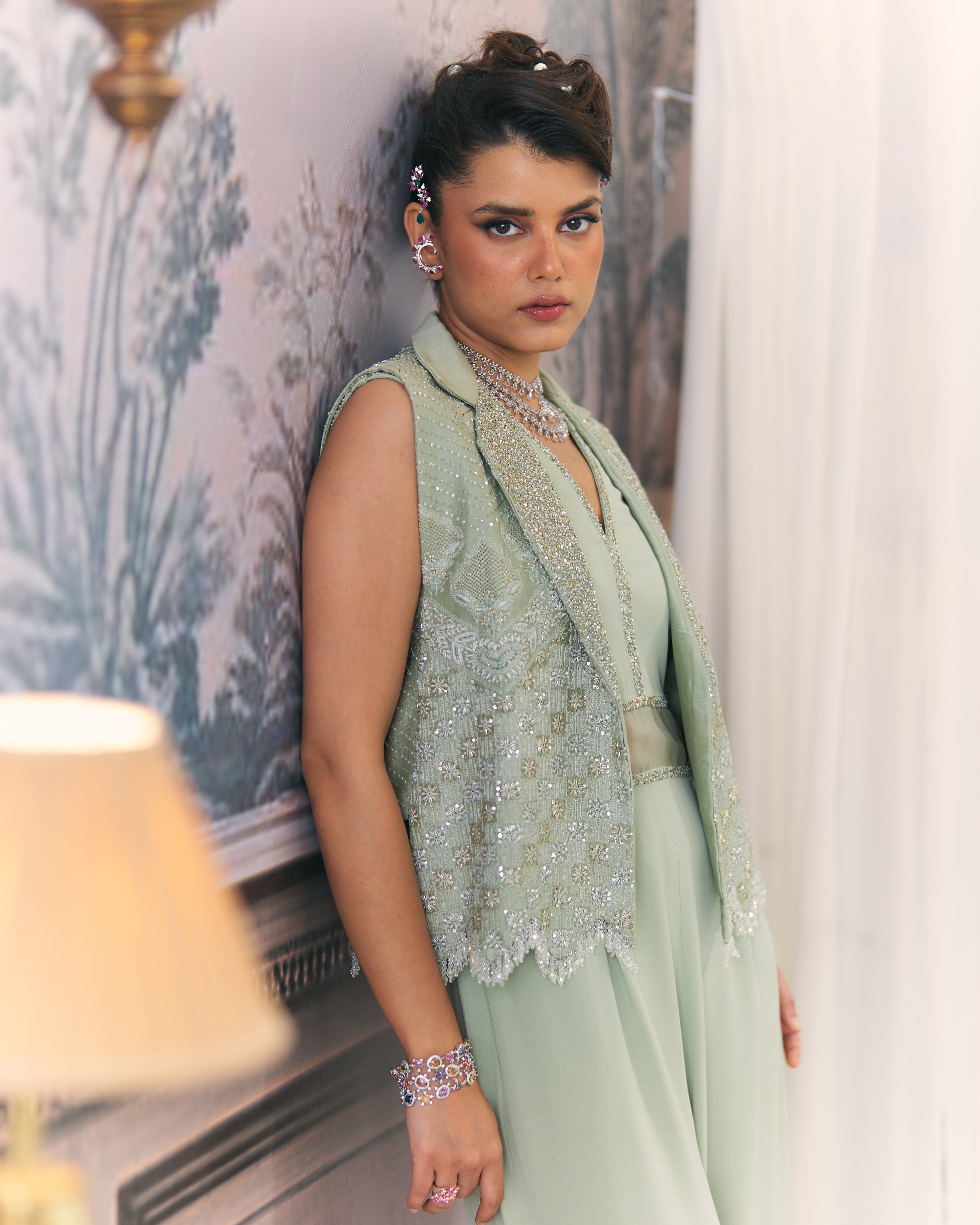 Chikankari Jumpsuit and Jacket Set