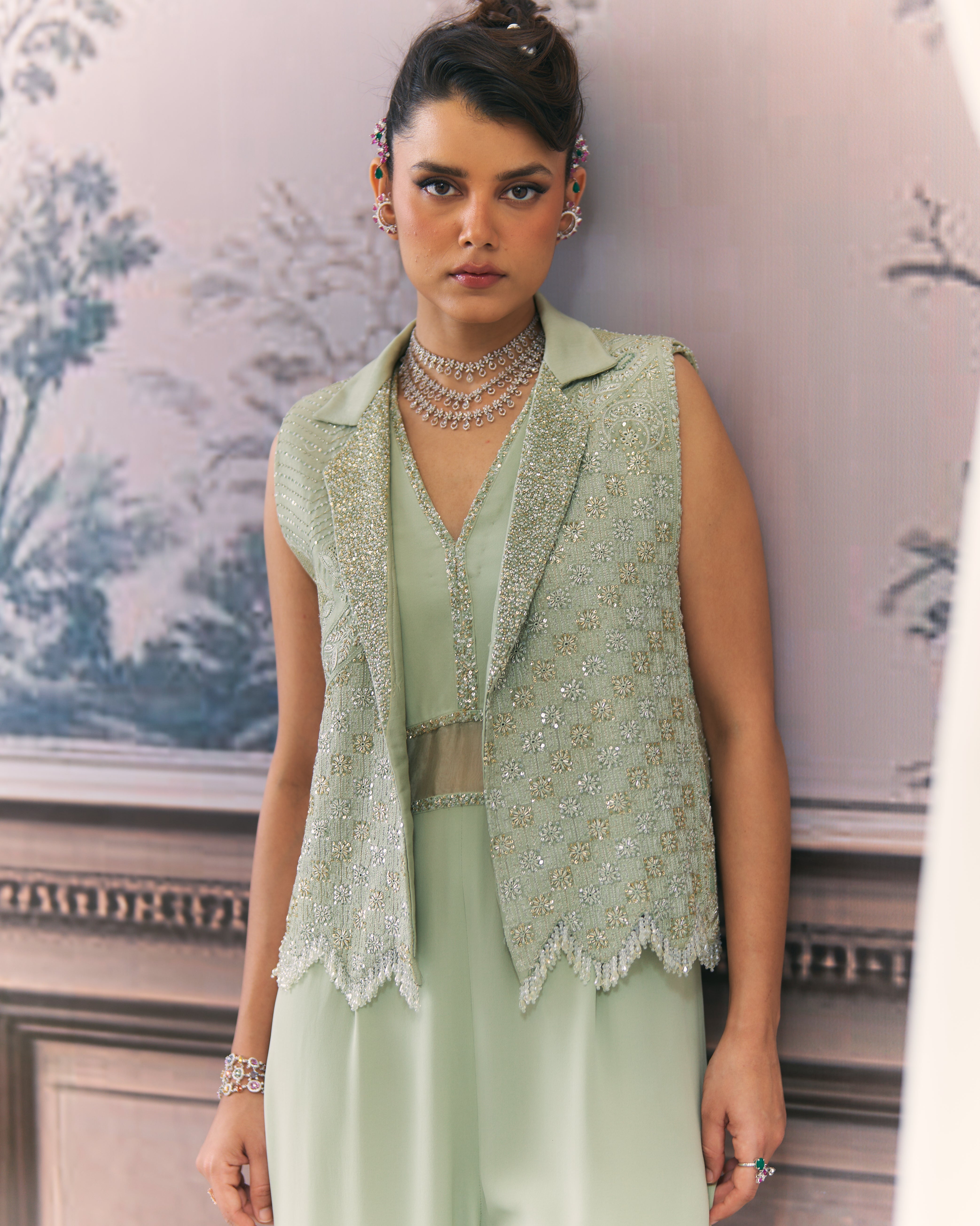 Chikankari Jumpsuit and Jacket Set