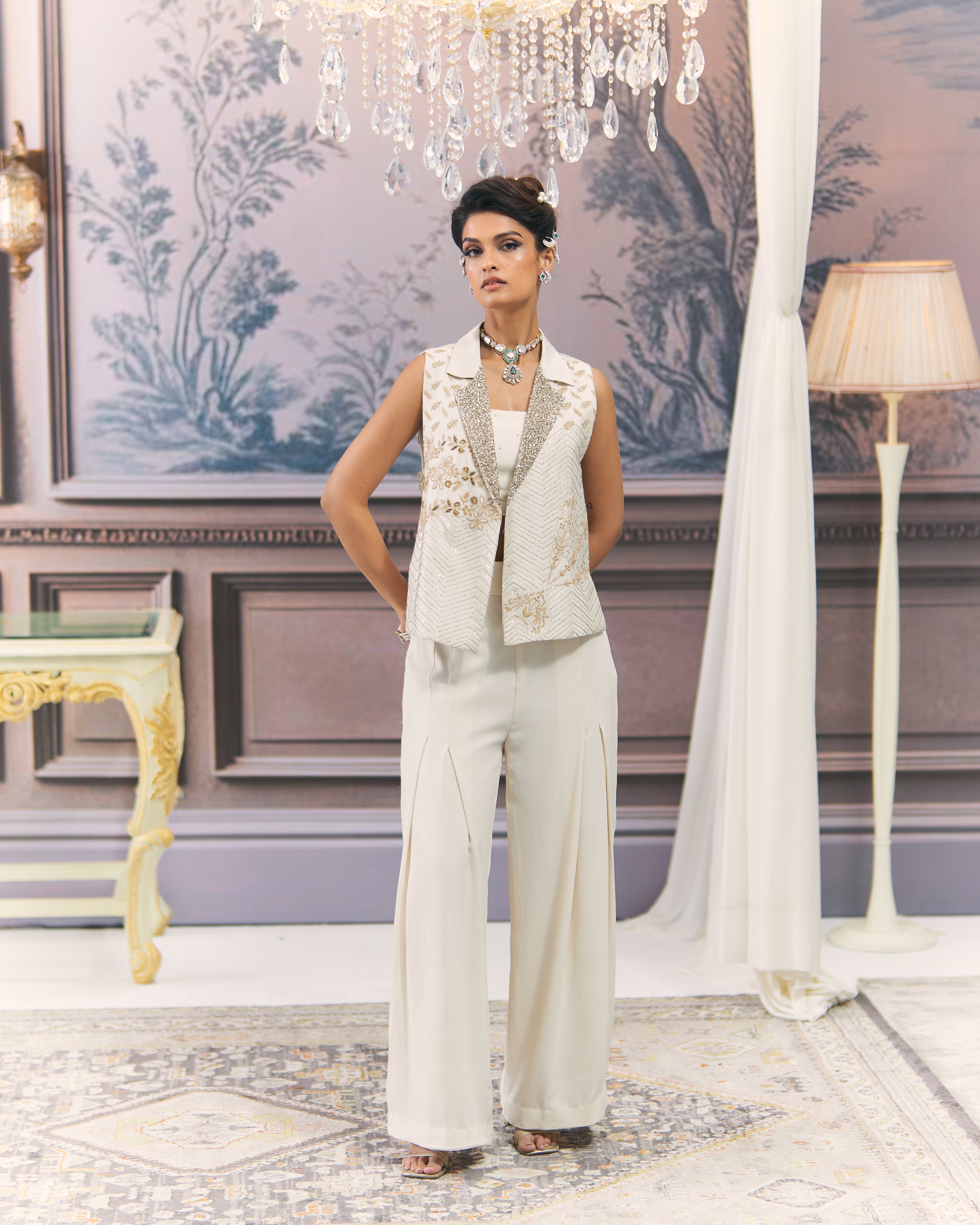 Statement Chikankari Jacket Set