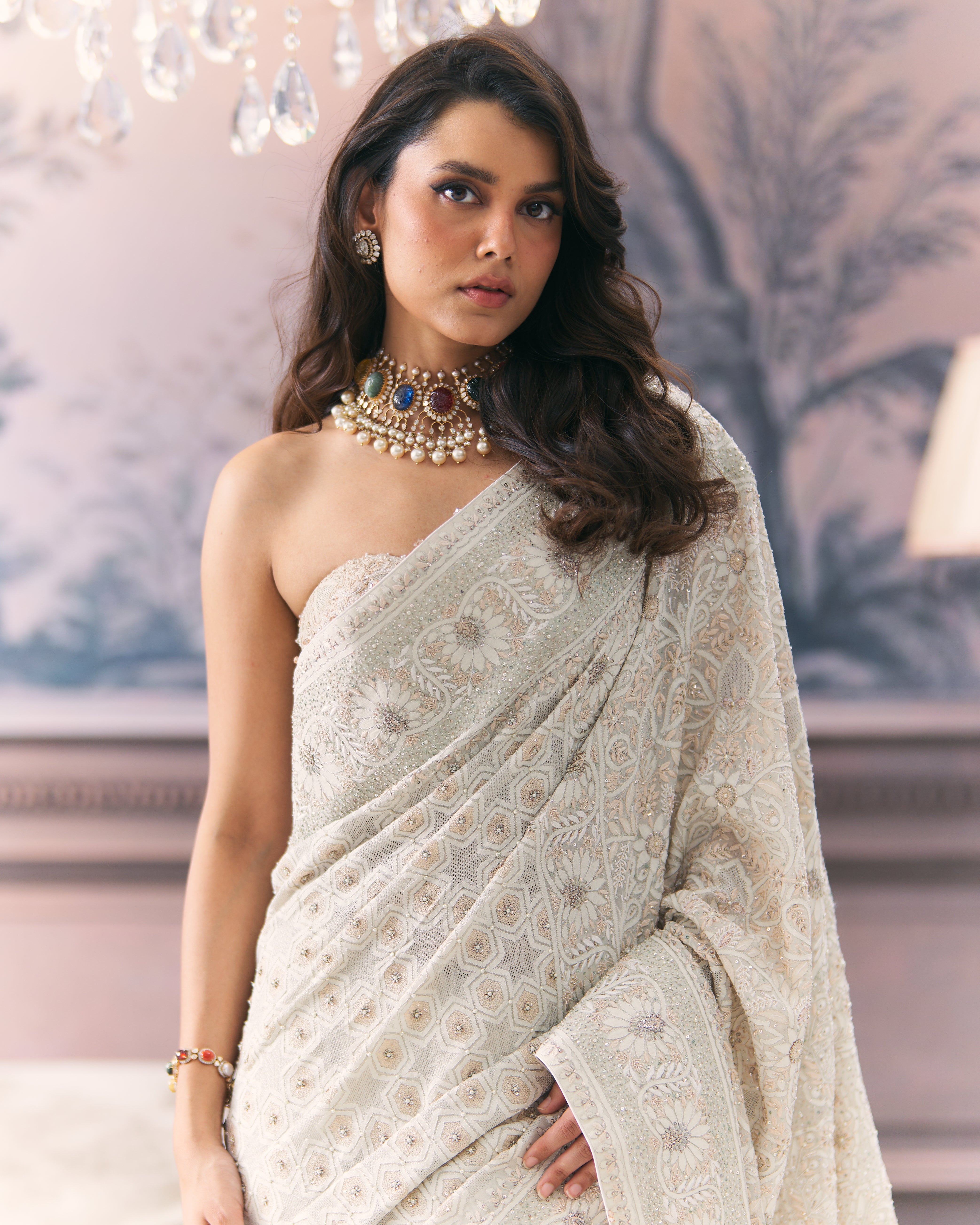 Premium Resham Thread Ek-taar Chikankari Saree