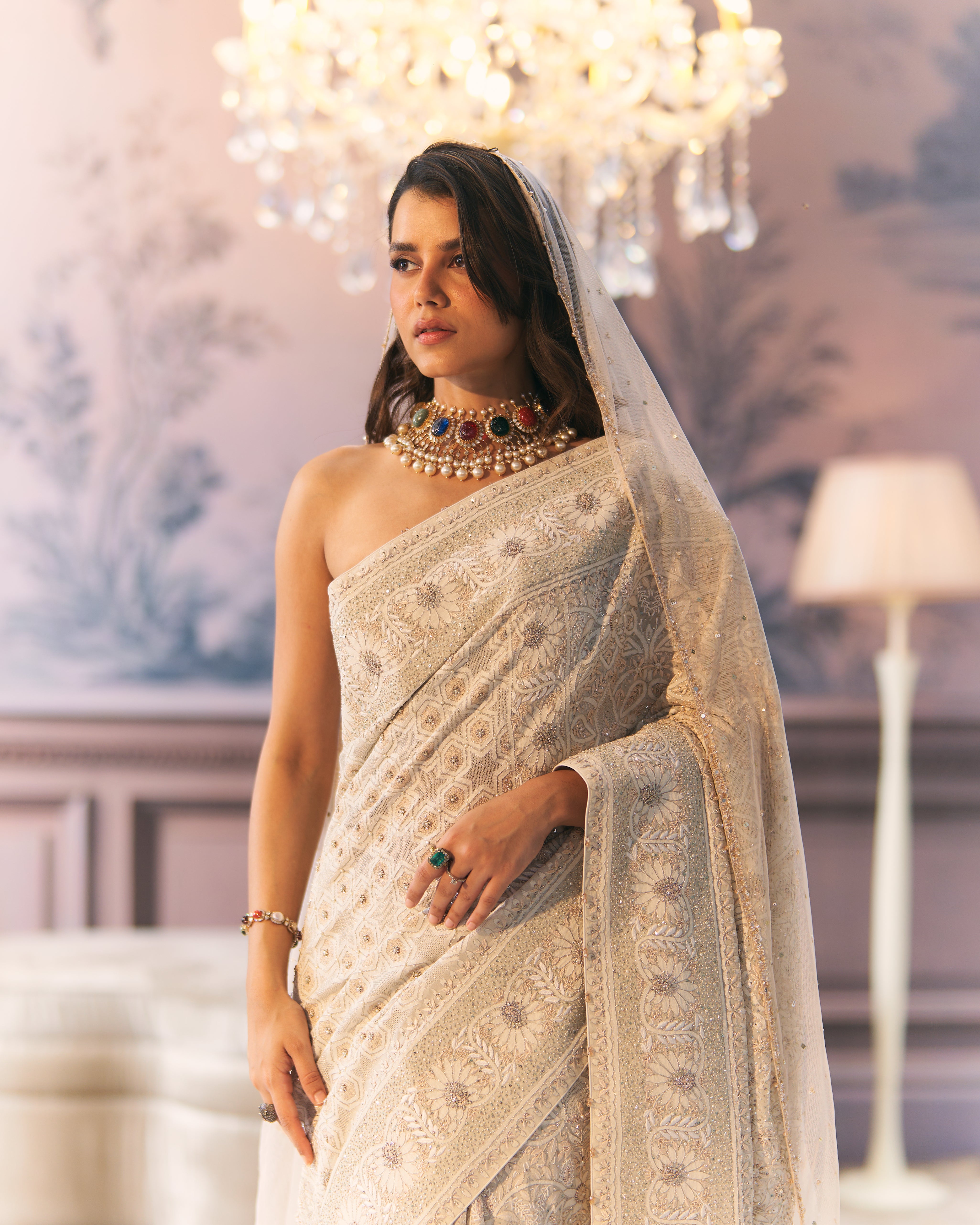 Premium Resham Thread Ek-taar Chikankari Saree