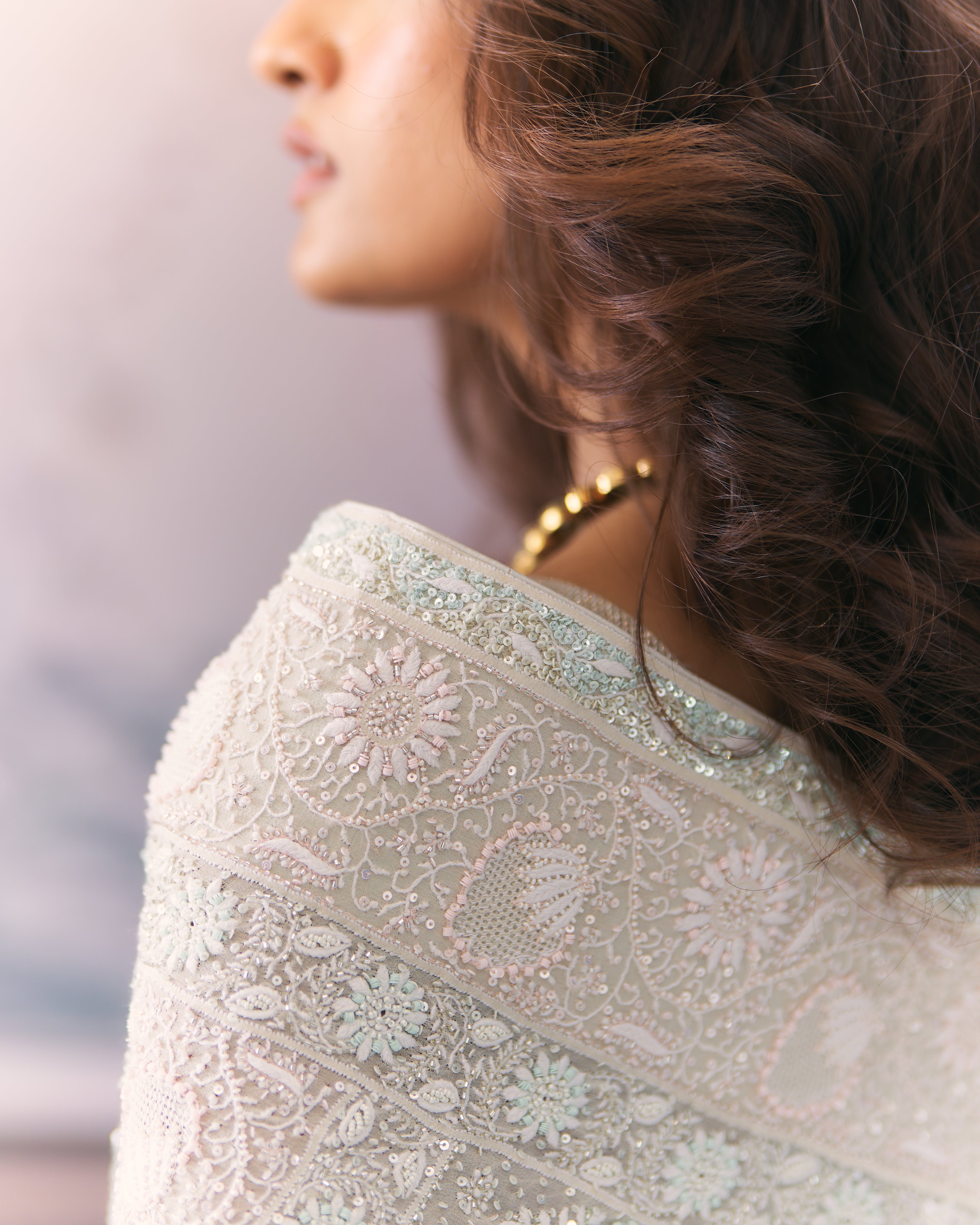 Multicolour Chikankari Ek-taar Saree