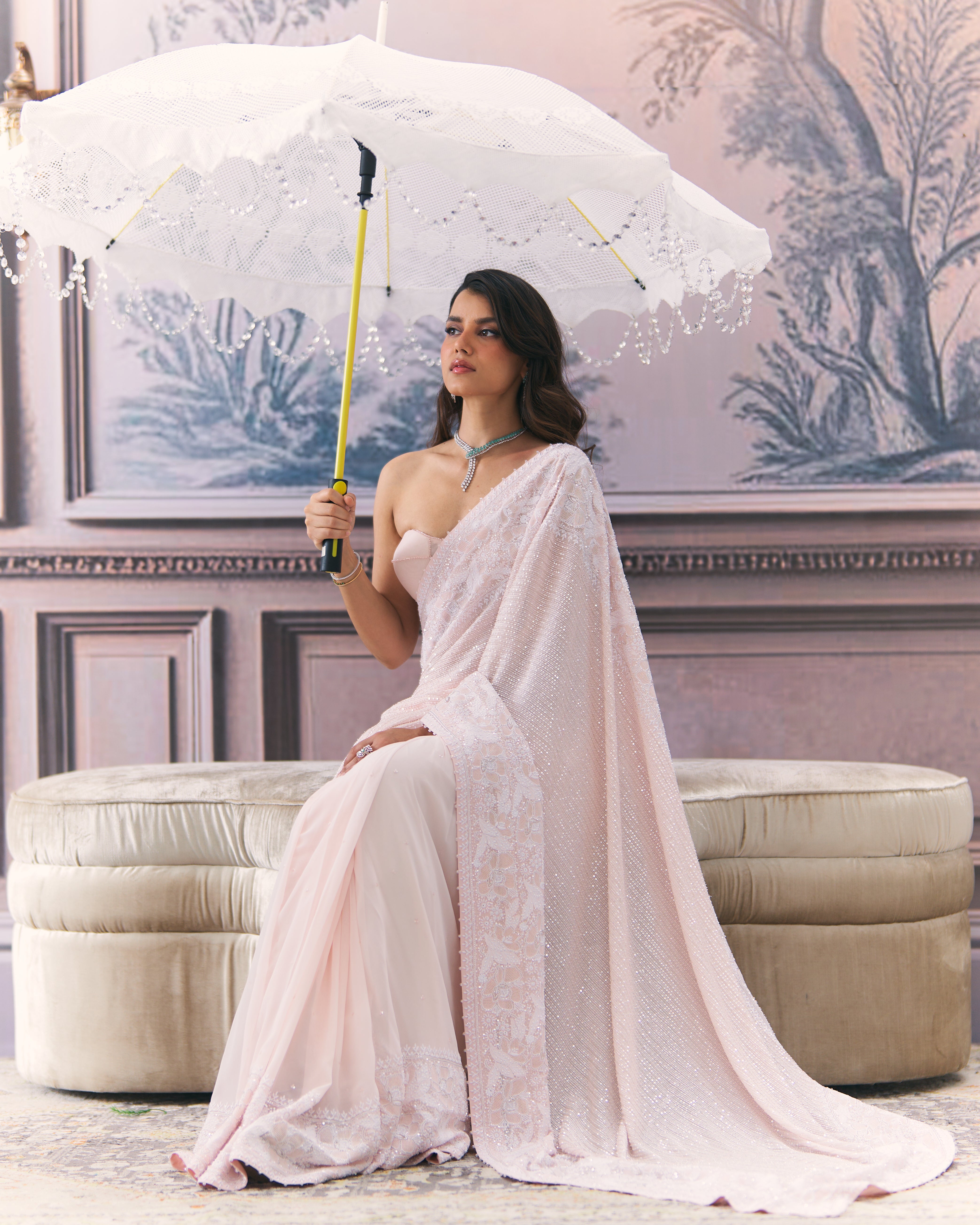 Statement Chikankari Border Saree