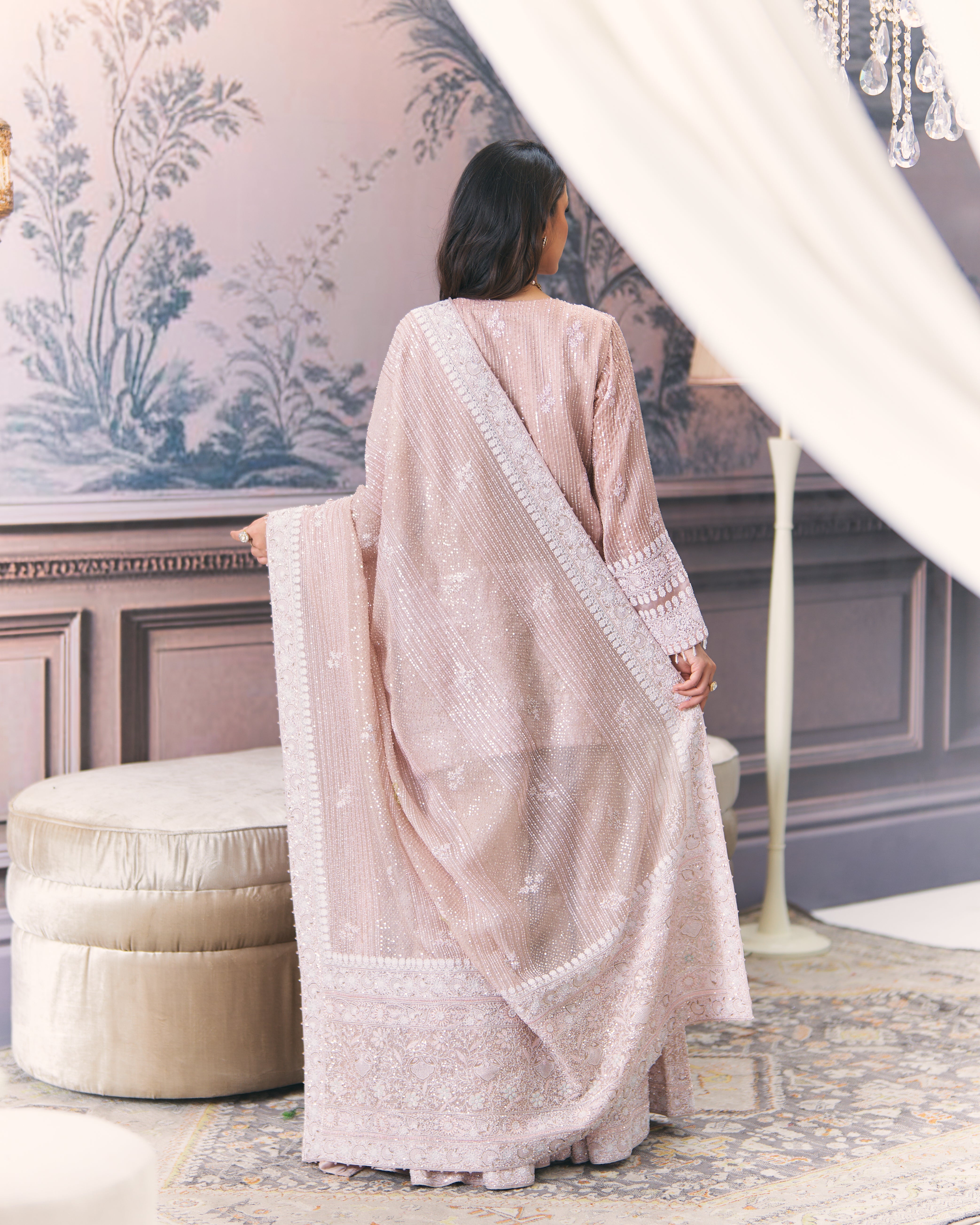 Awadh Inspired Chikankari Organza Sharara Set
