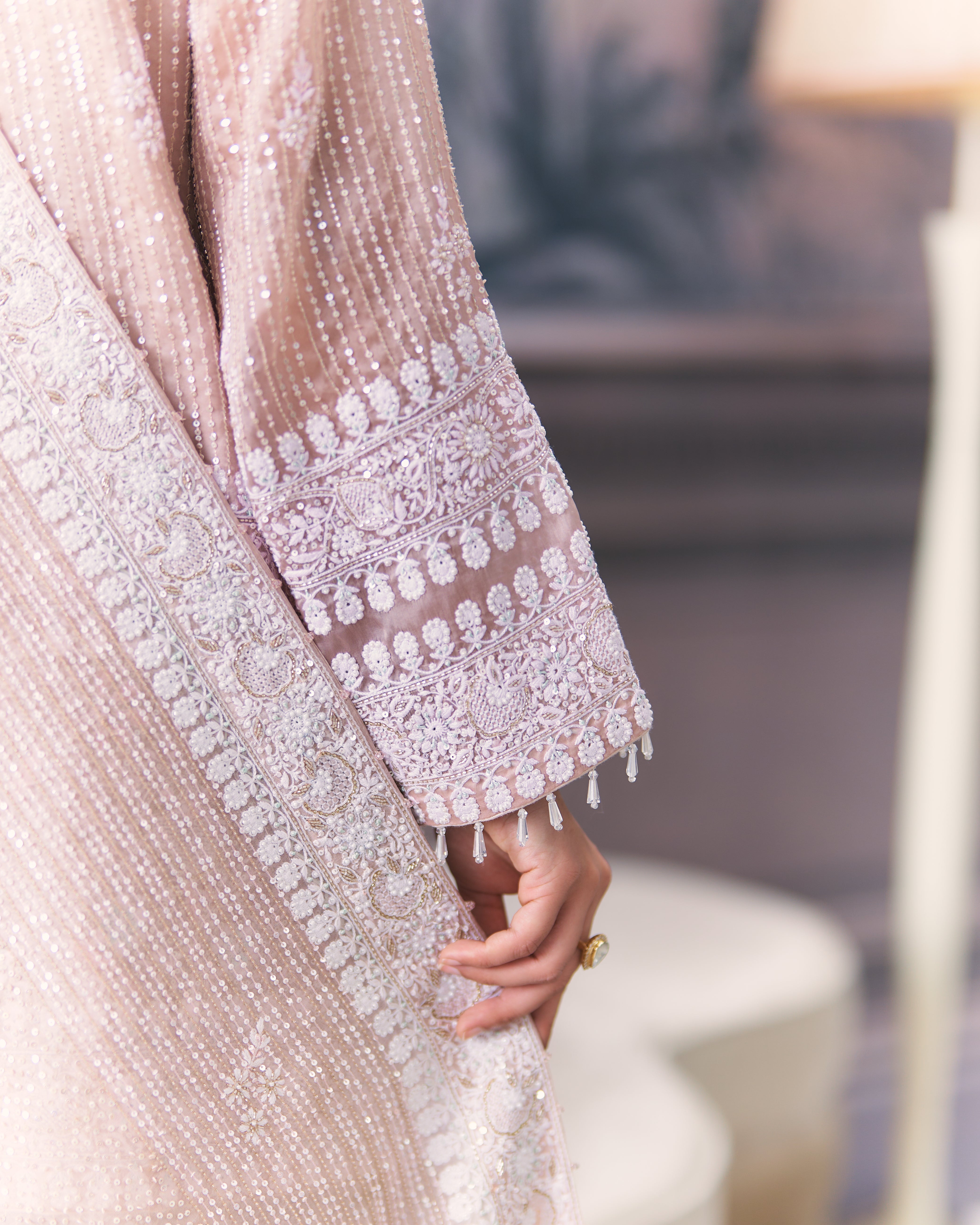 Awadh Inspired Chikankari Organza Sharara Set