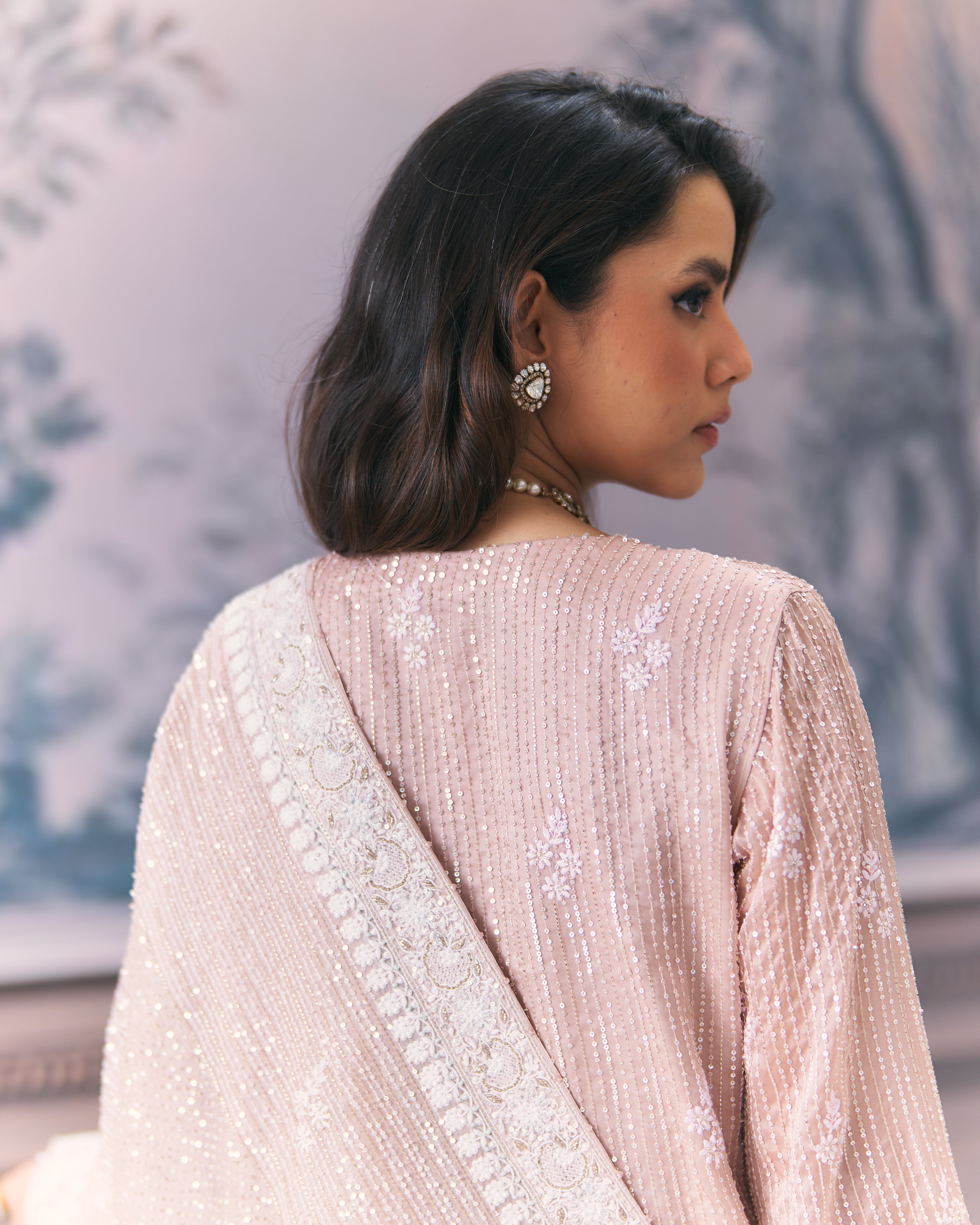 Awadh Inspired Chikankari Organza Sharara Set