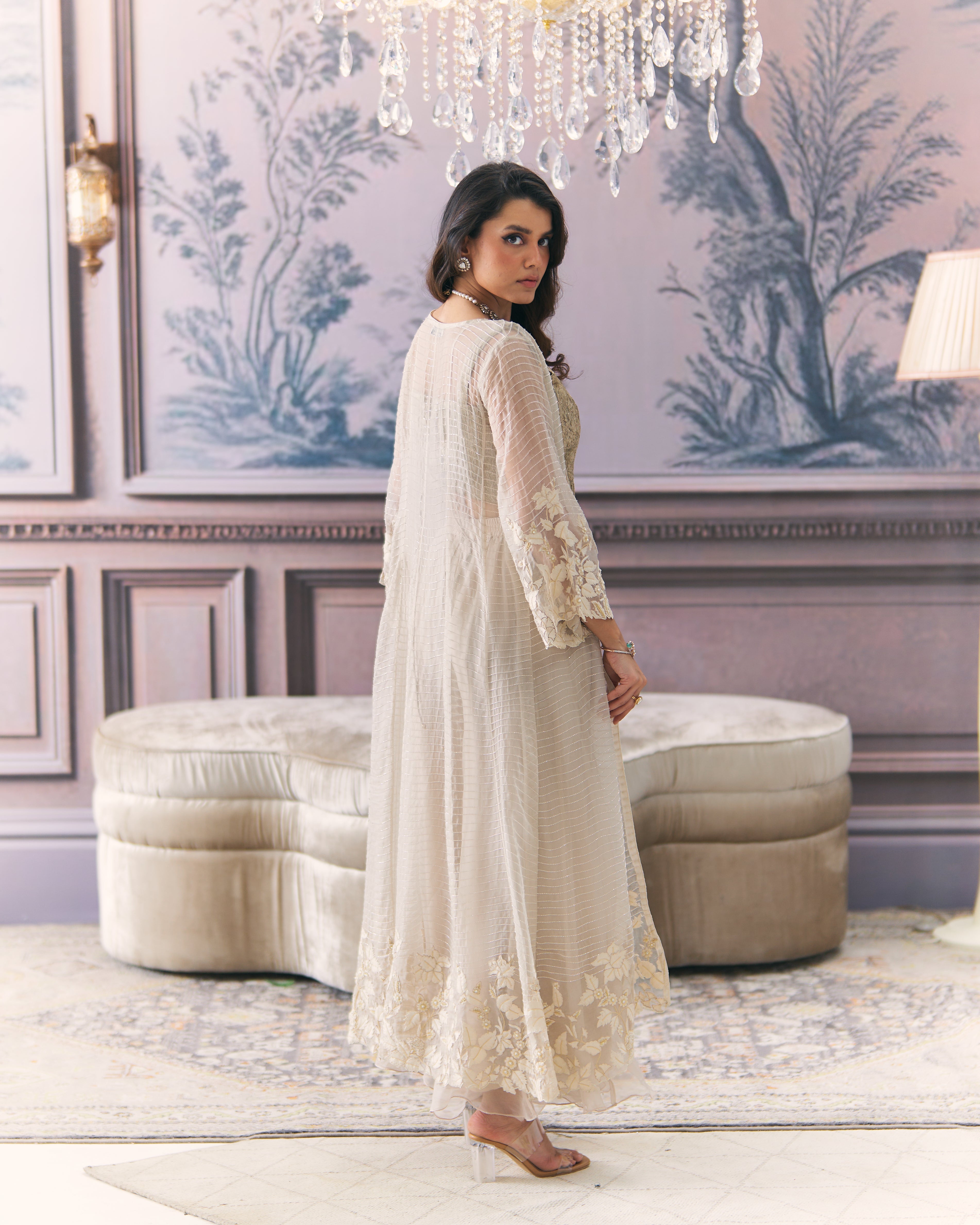 Chikankari Organza Cape Set