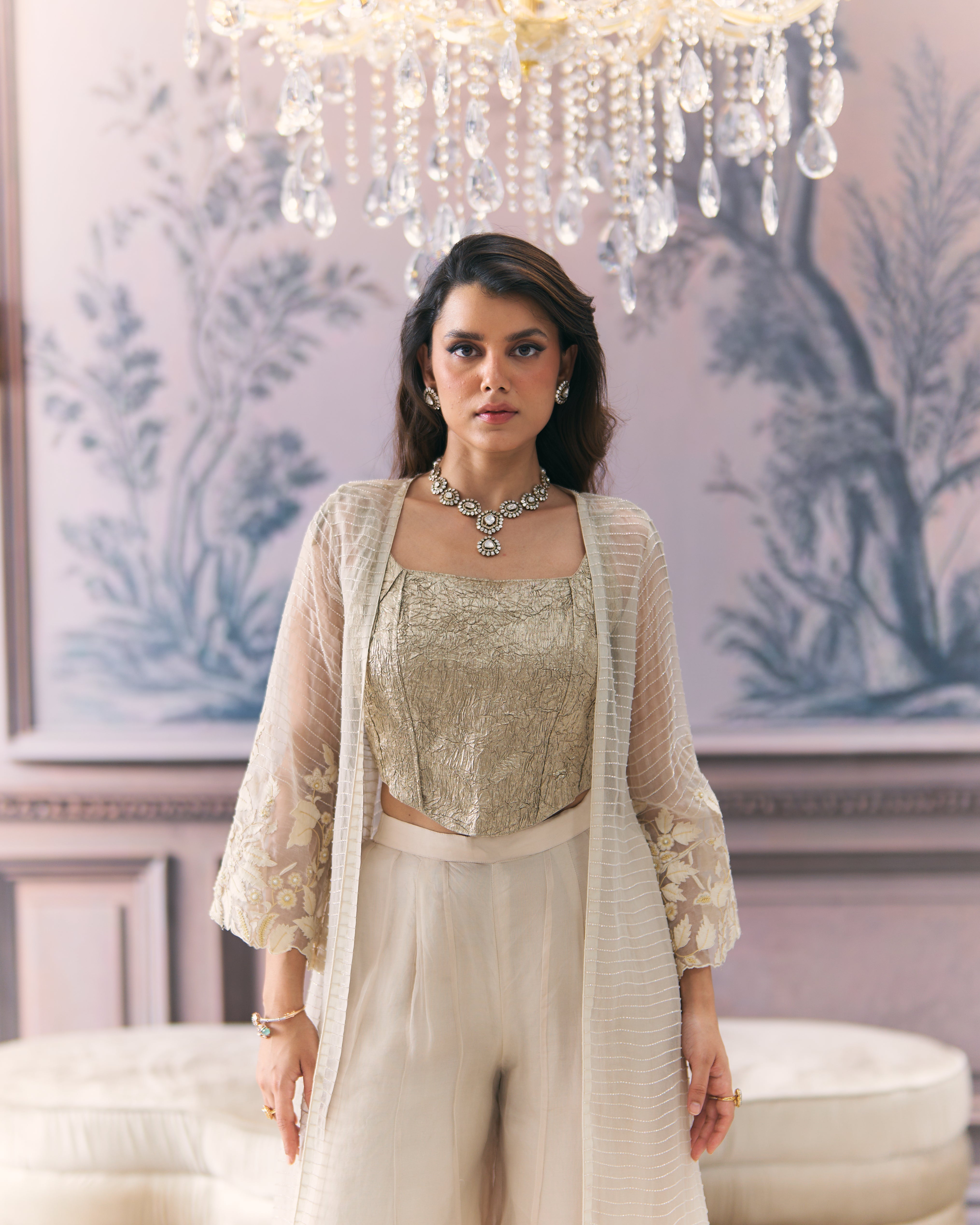 Chikankari Organza Cape Set