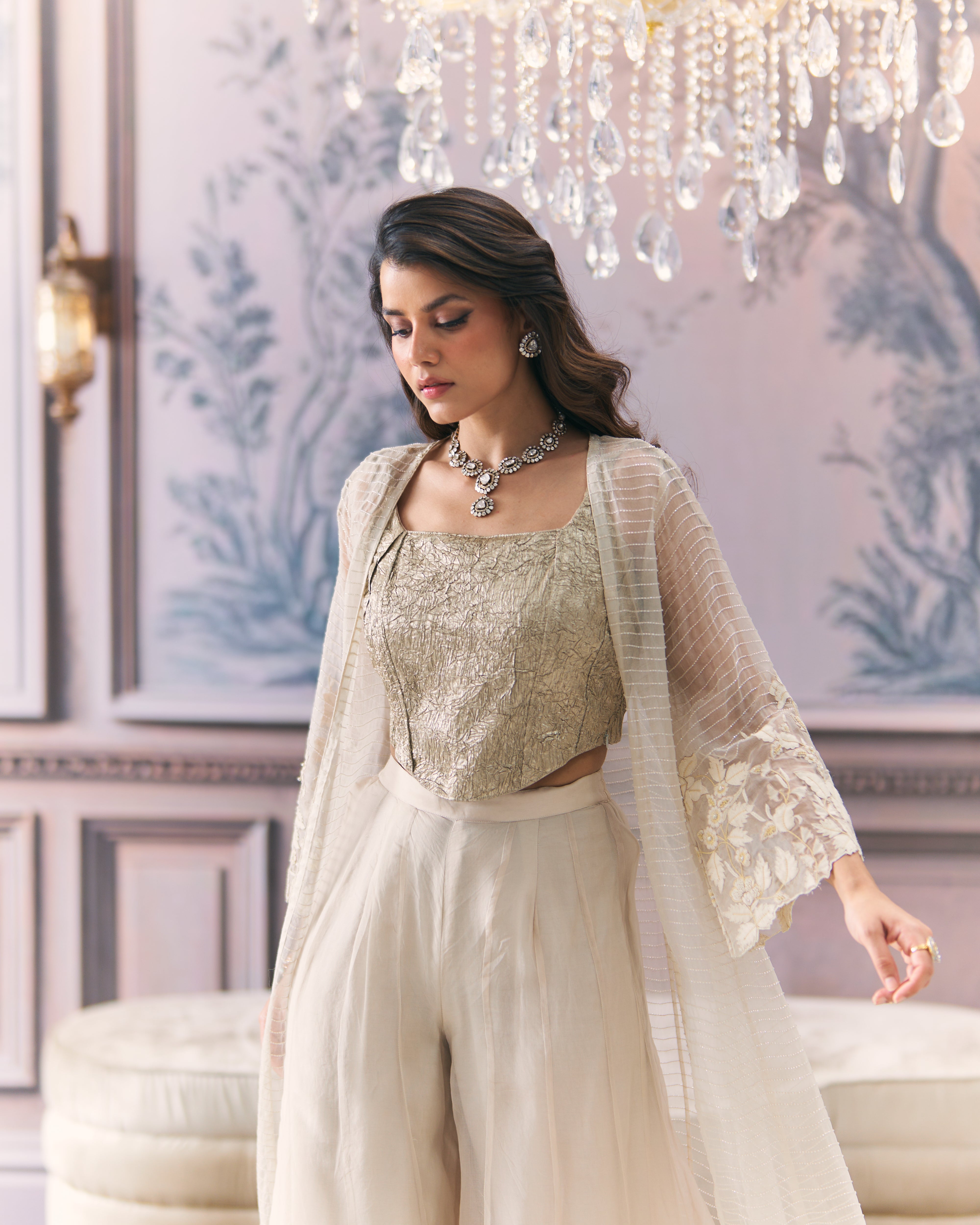 Chikankari Organza Cape Set