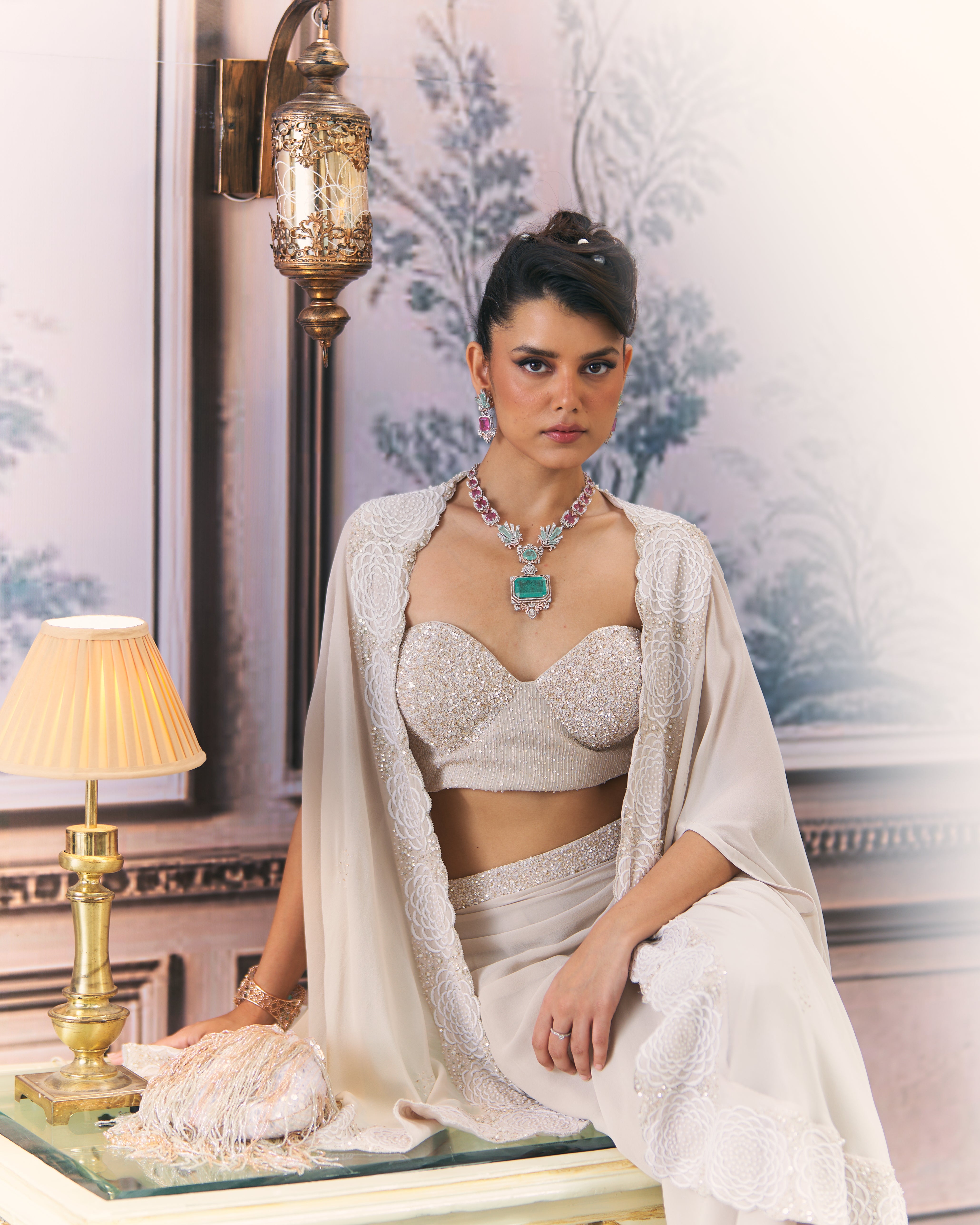 Concept Chikankari Cape and Skirt Set