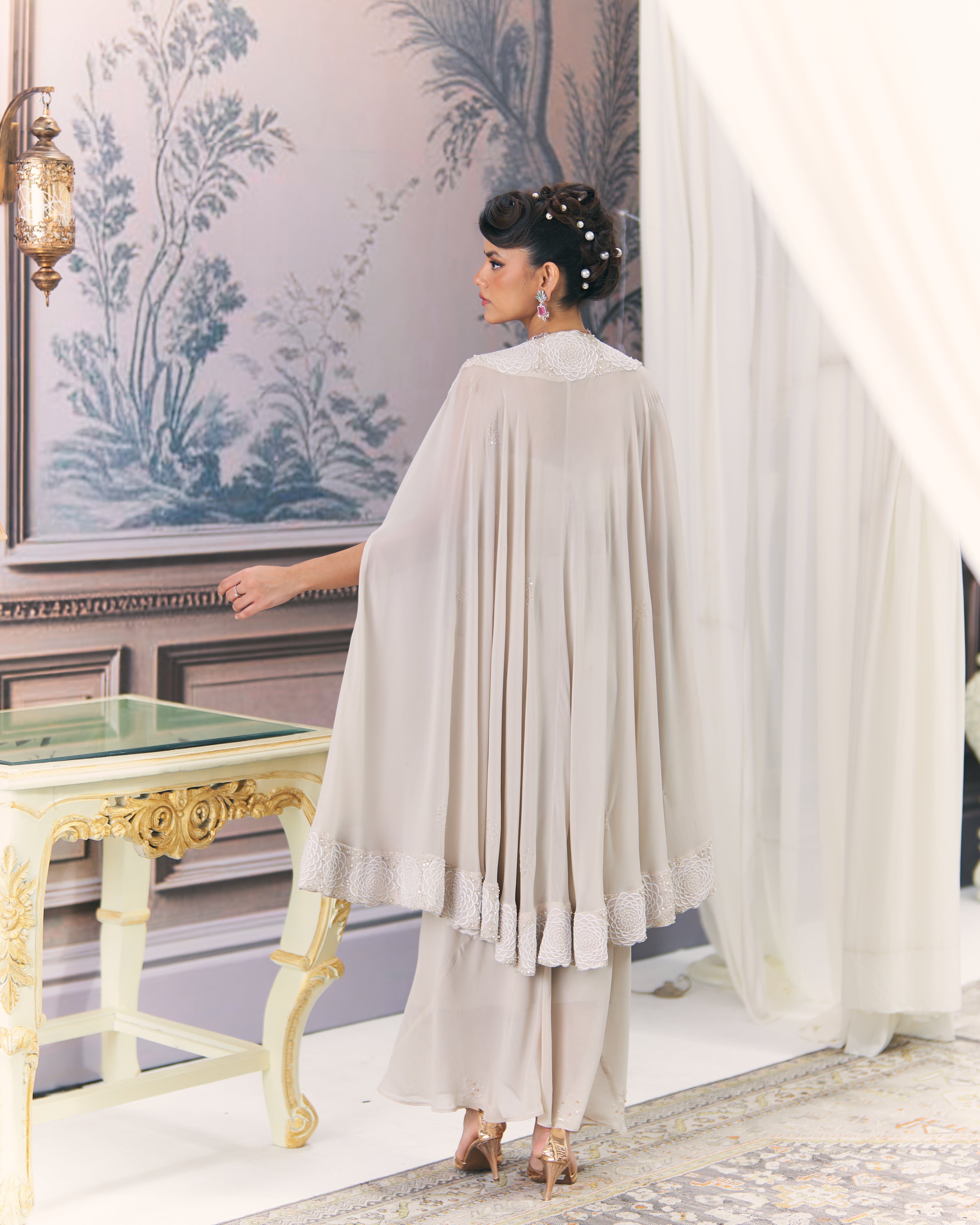 Concept Chikankari Cape and Skirt Set