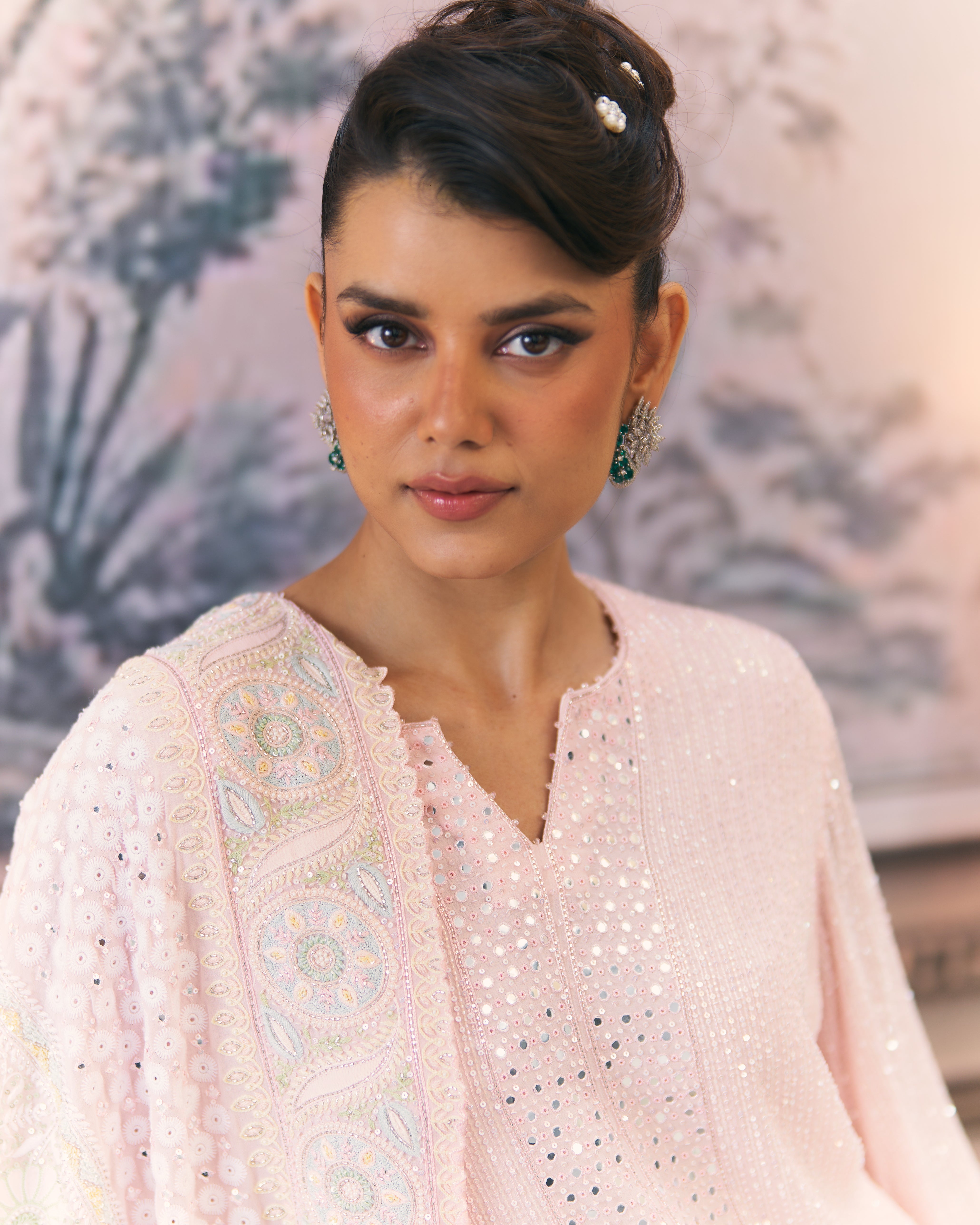 Summer Rose Chikankari Statement Heavy Dupatta Set
