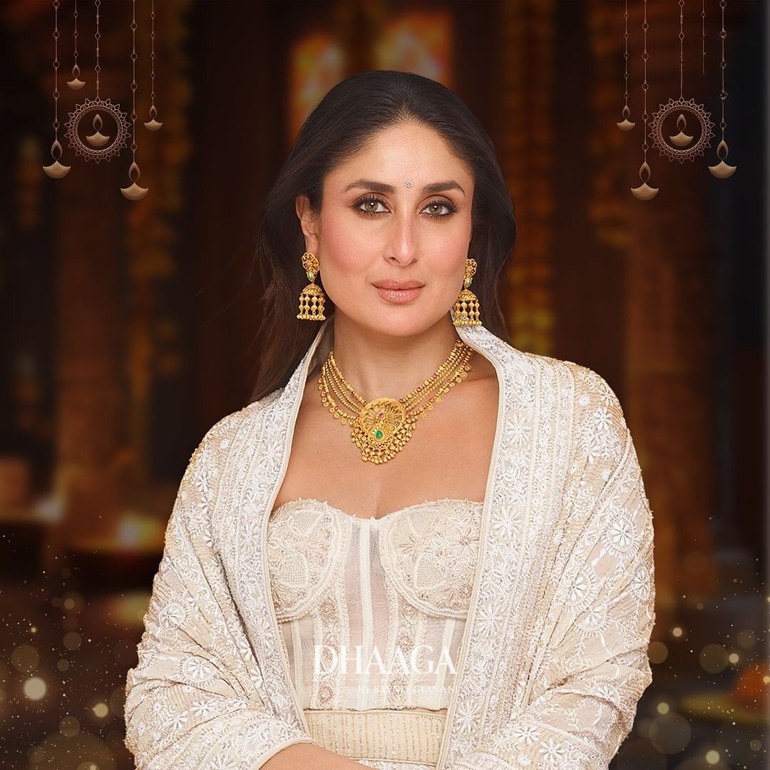 Kareena Kapoor Khan in our premium ivory and gold Chikankari Lehenga Set