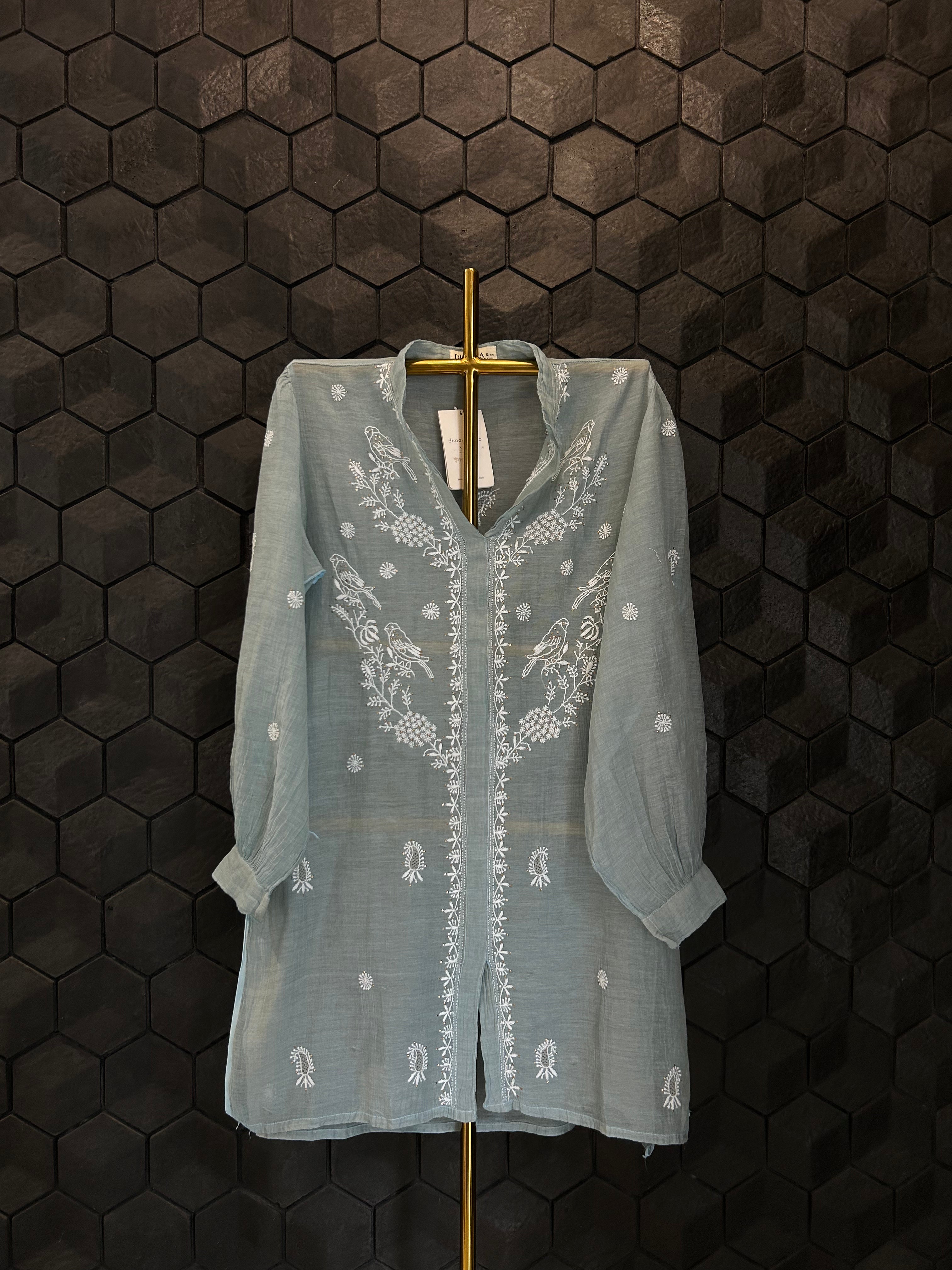Blue Golden Tissue Chikankari and Mukaish Co-ord sets